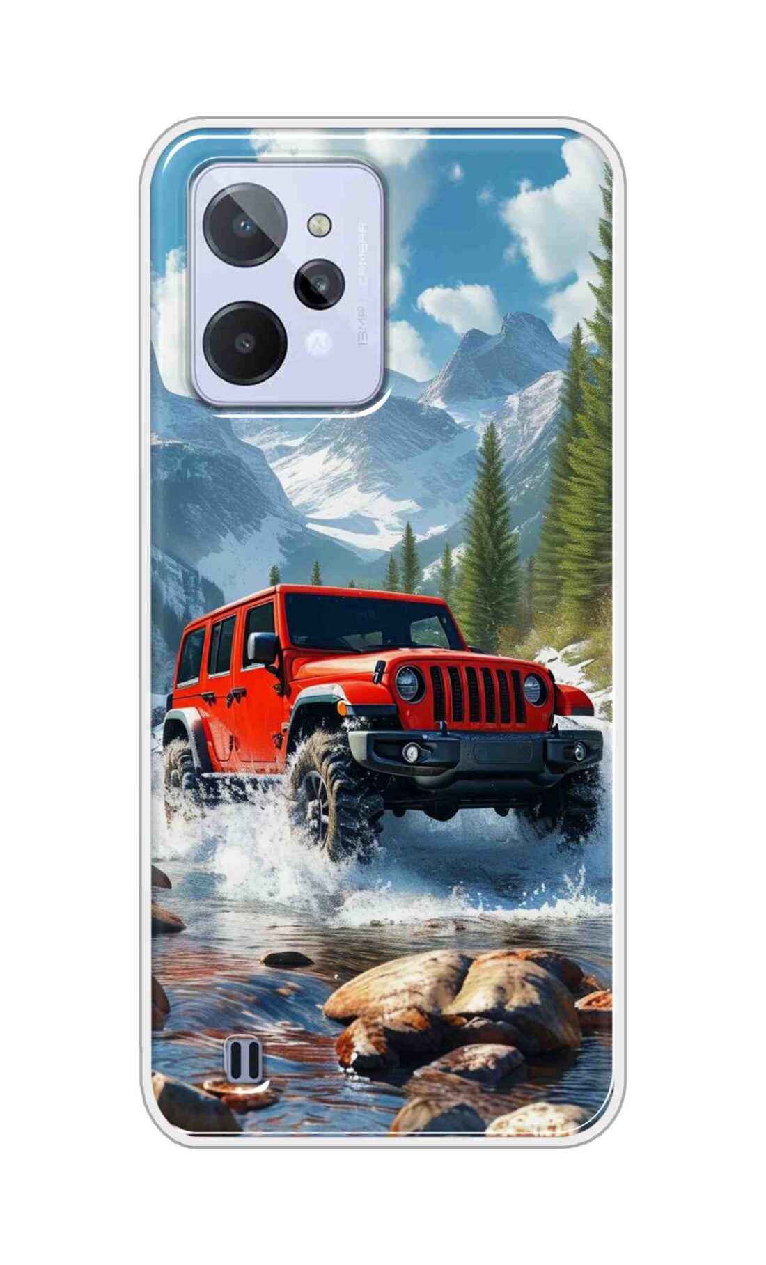 Coberta Back Cover For Realme C31 Back Cover Stylish Case - Red Car in Nature Design D16513