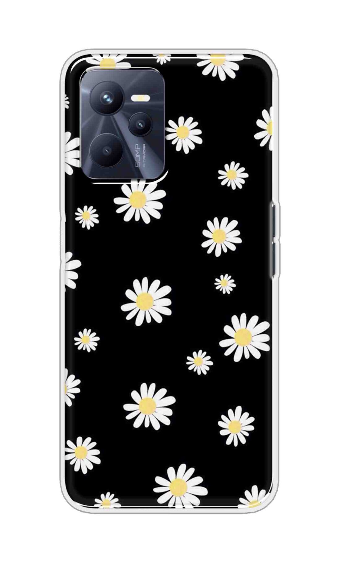Coberta Back Cover For Realme C35 Back Cover Stylish Case - Sun Flowers in Black Design D11094