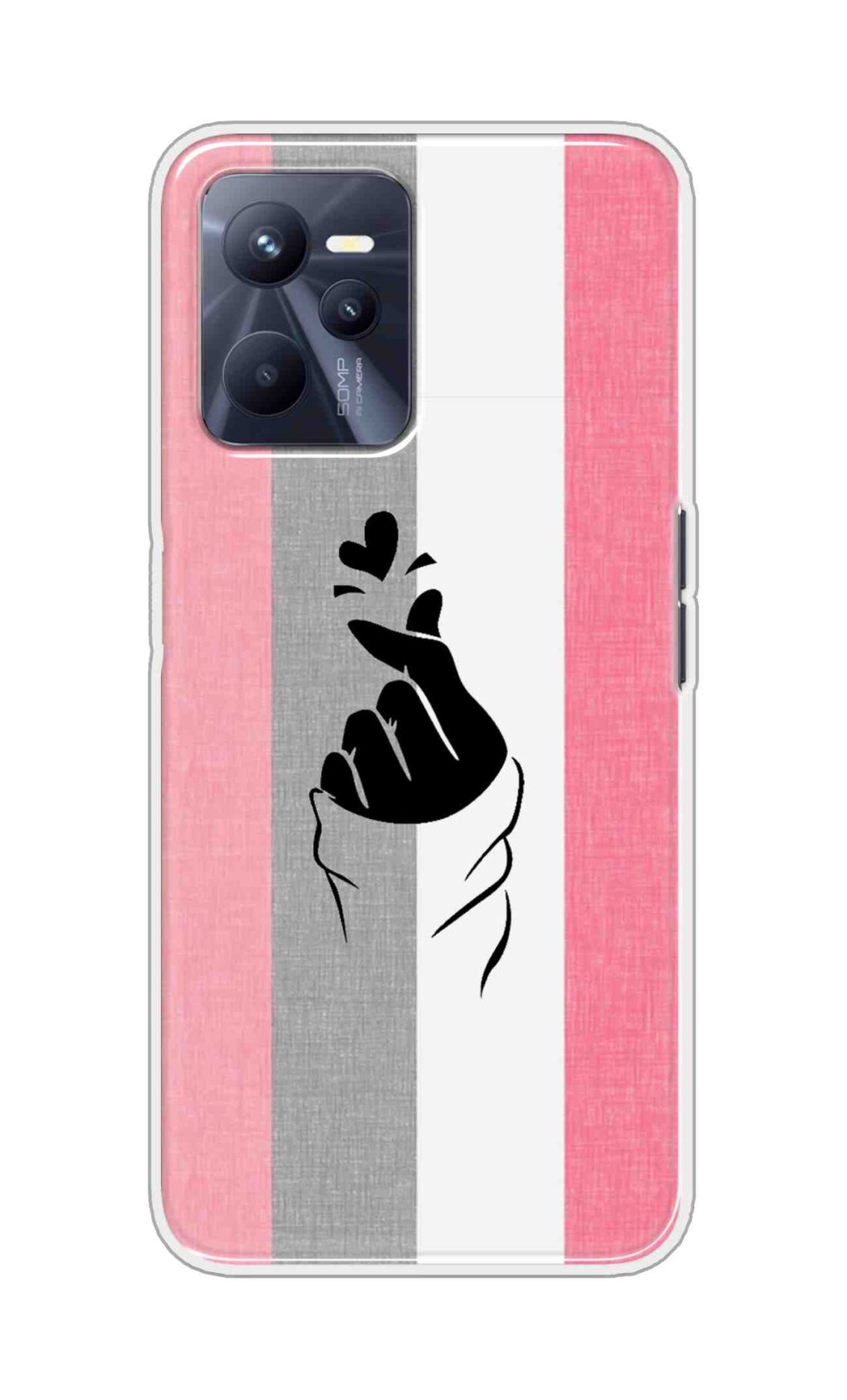 Coberta Back Cover For Realme C35 Back Cover Stylish Case - Pink and Grey Korean Heart Design D11894