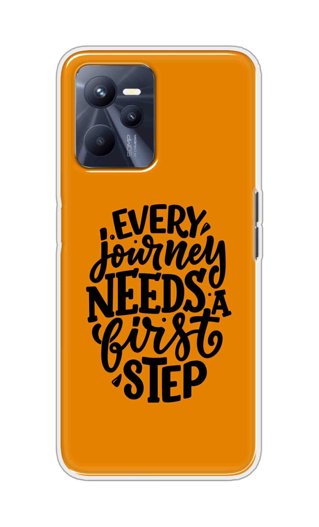 Coberta Back Cover For Realme C35 Back Cover Stylish Case - Every Journey Needs a First Step in Orange Design D16503