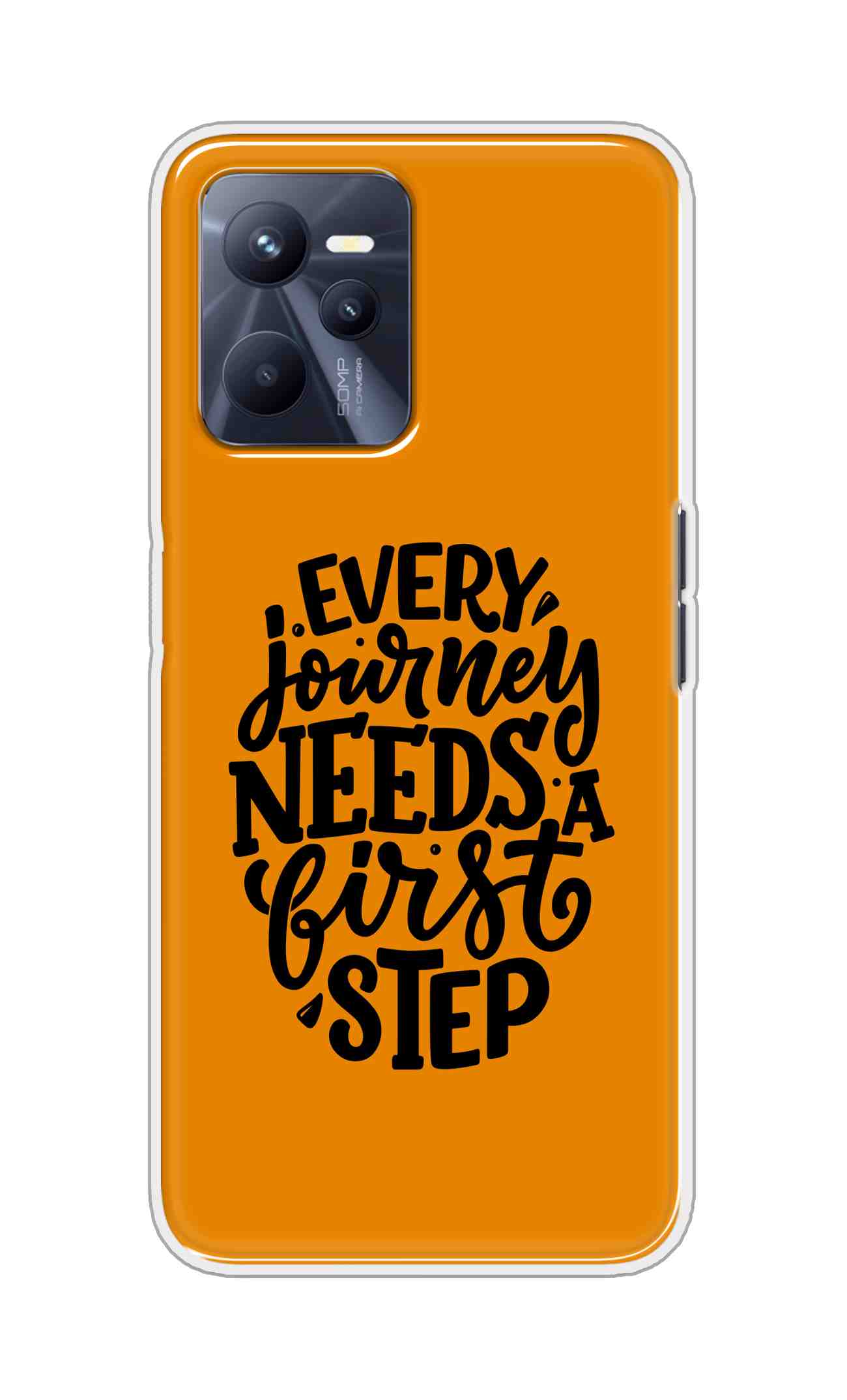 Coberta Back Cover For Realme C35 Back Cover Stylish Case - Every Journey Needs a First Step in Orange Design D16503