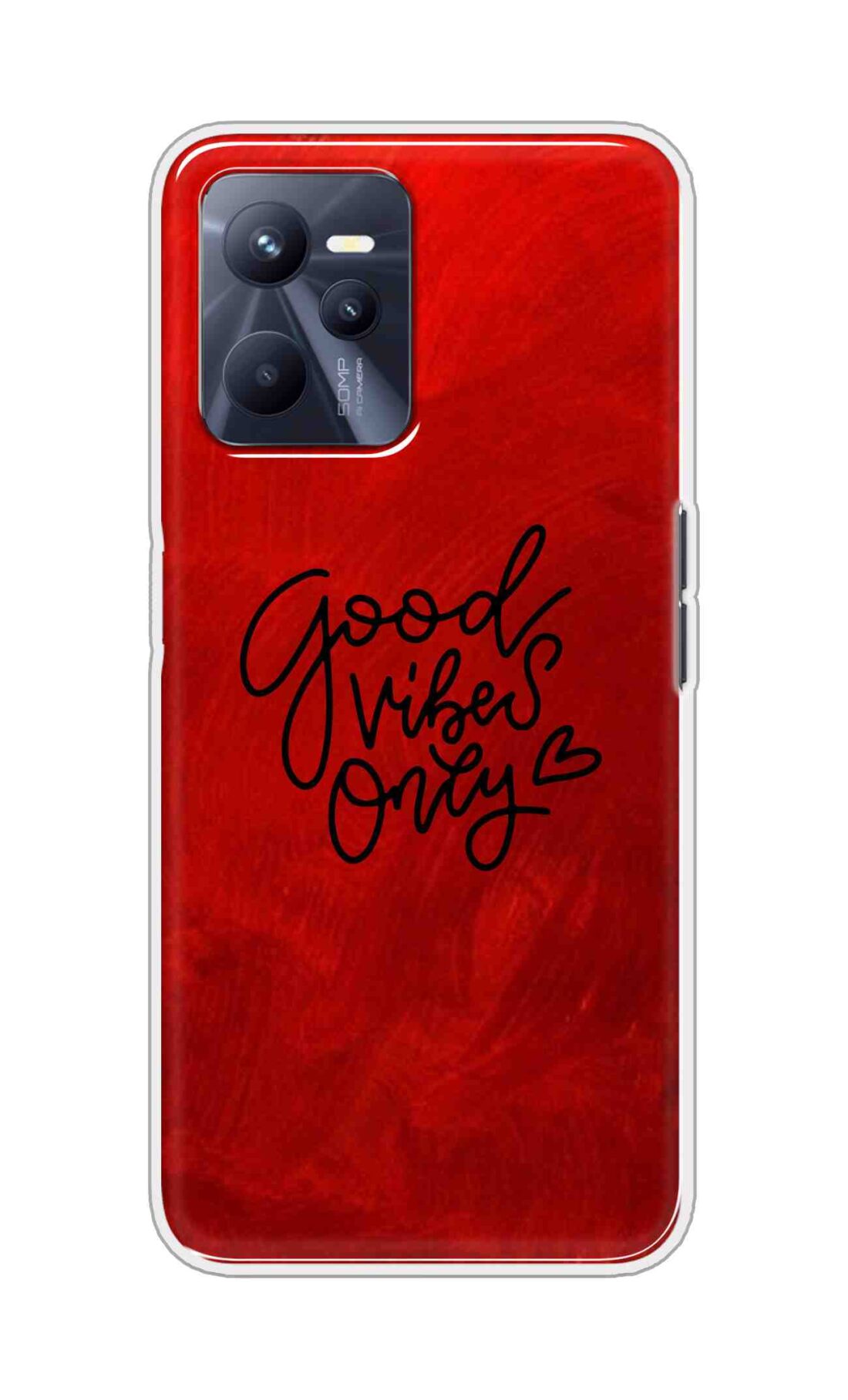 Coberta Back Cover For Realme C35 Back Cover Stylish Case - Good Vibes Only in Red Design D16507