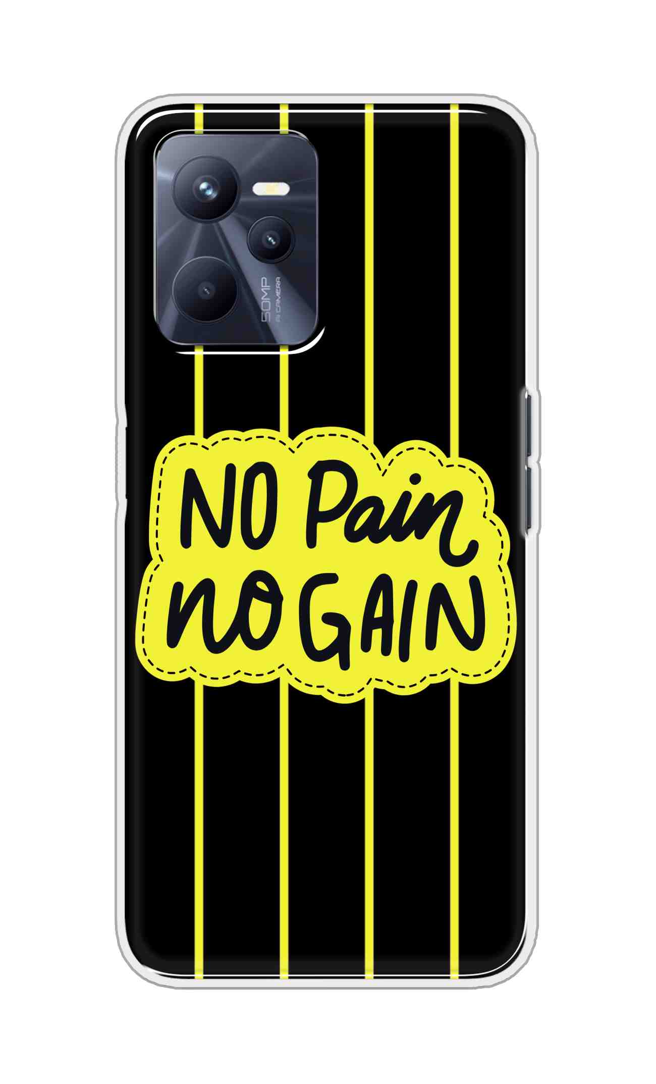 Coberta Back Cover For Realme C35 Back Cover Stylish Case - No Pain No Gain in Yellow Design D16508