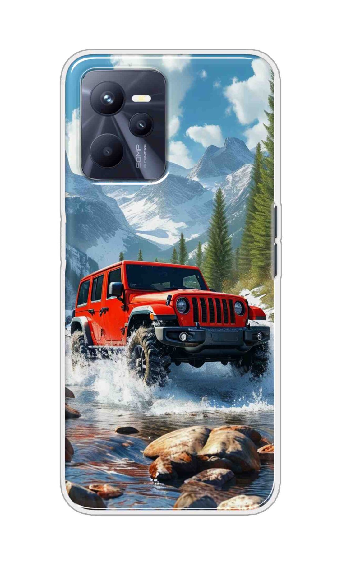 Coberta Back Cover For Realme C35 Back Cover Stylish Case - Red Car in Nature Design D16513