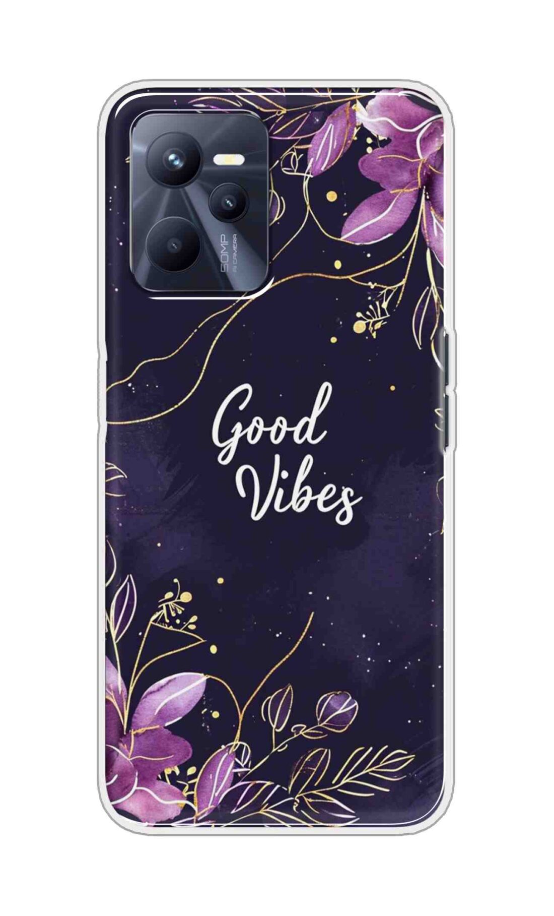 Coberta Back Cover For Realme C35 Back Cover Stylish Case - Good Vibes in Flowers Design D16517