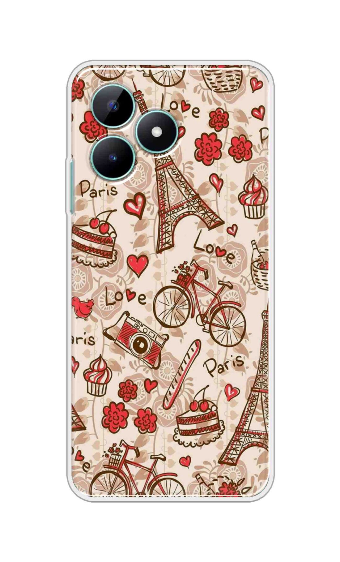 Coberta Back Cover For Realme C51 Back Cover Stylish Case - Paris and Love Text Pattern D11626