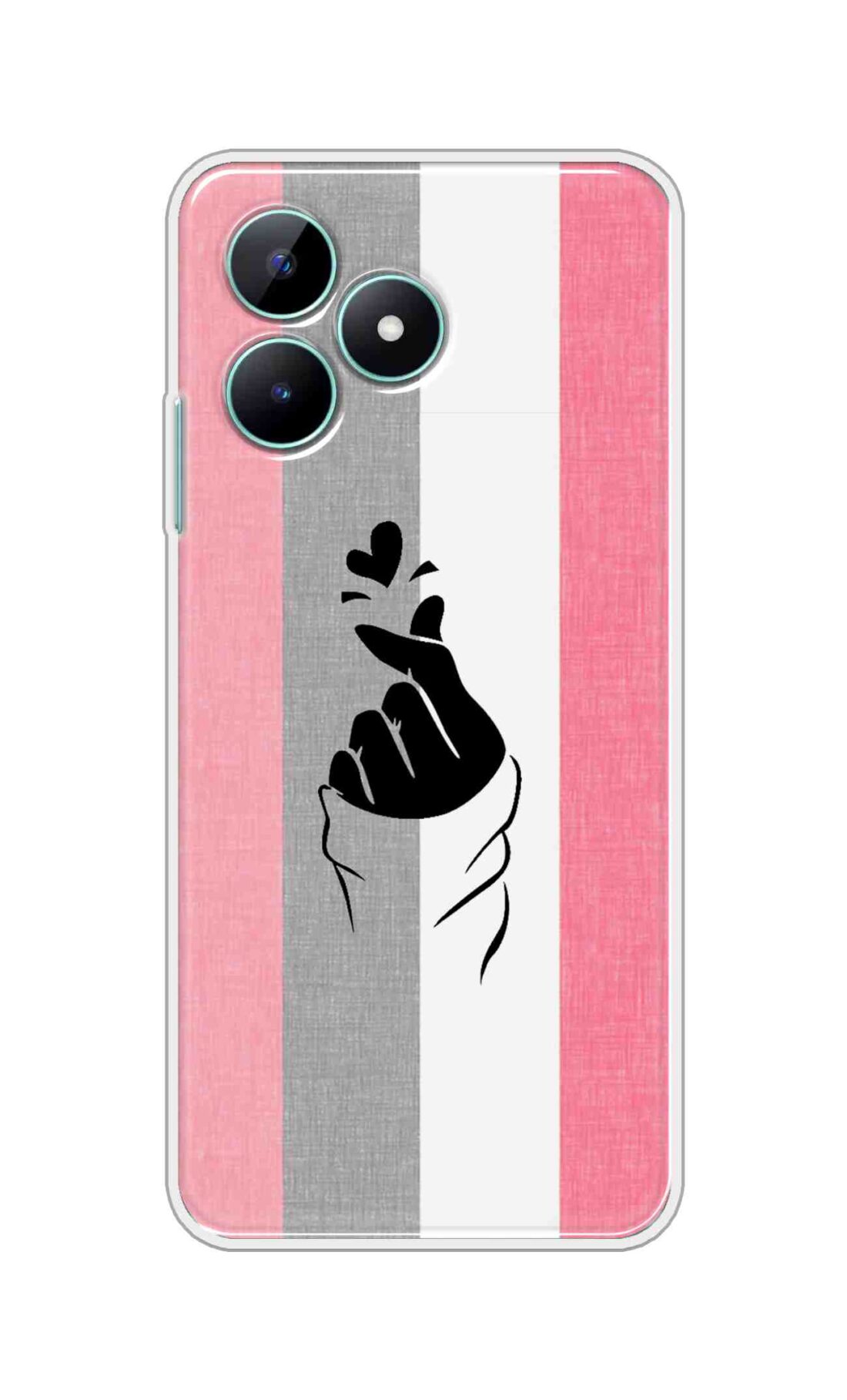 Coberta Back Cover For Realme C51 Back Cover Stylish Case - Pink and Grey Korean Heart Design D11894