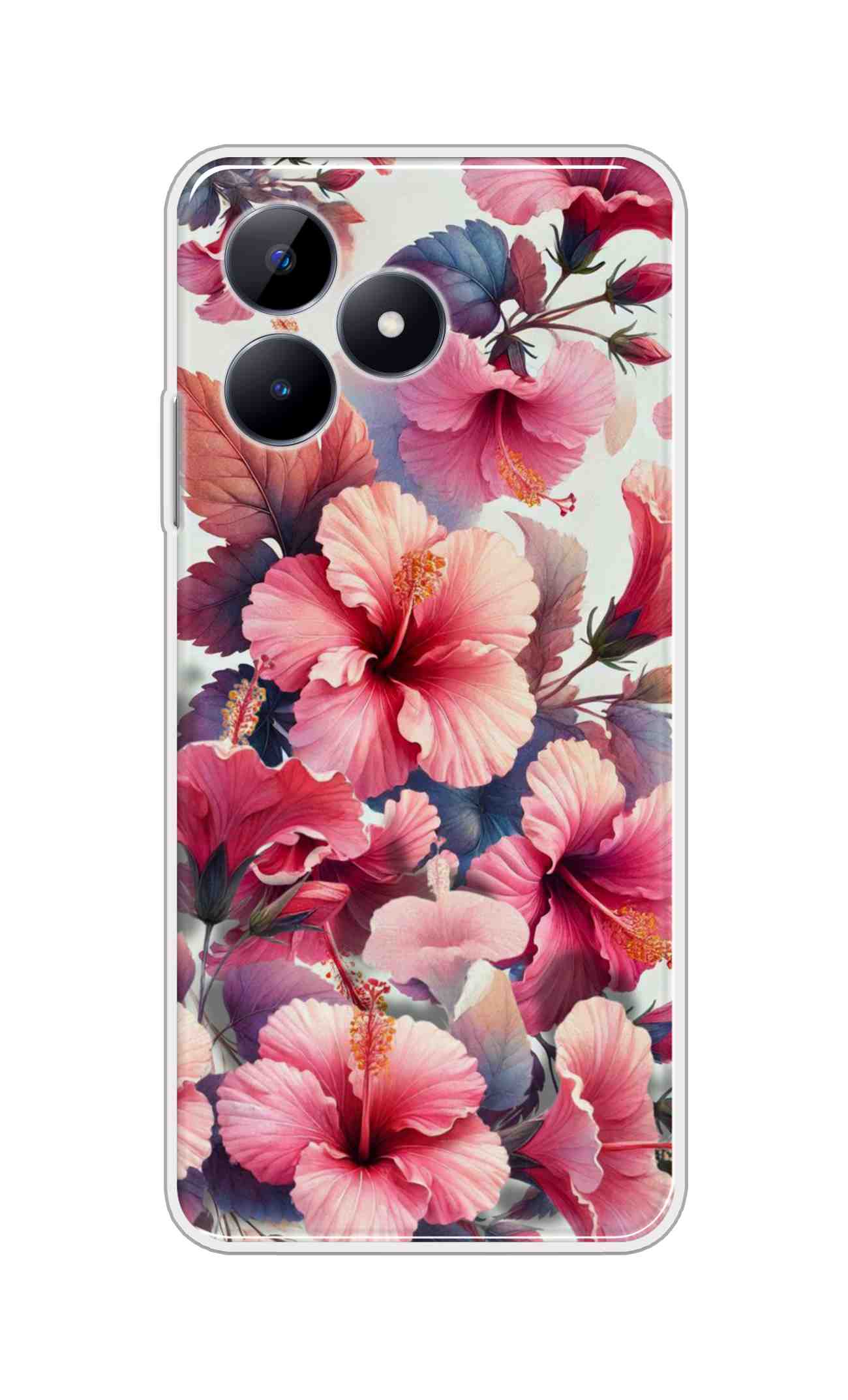 Coberta Back Cover For Realme C53 Back Cover Stylish Case - Pink Leaves and Flowers Design D16525