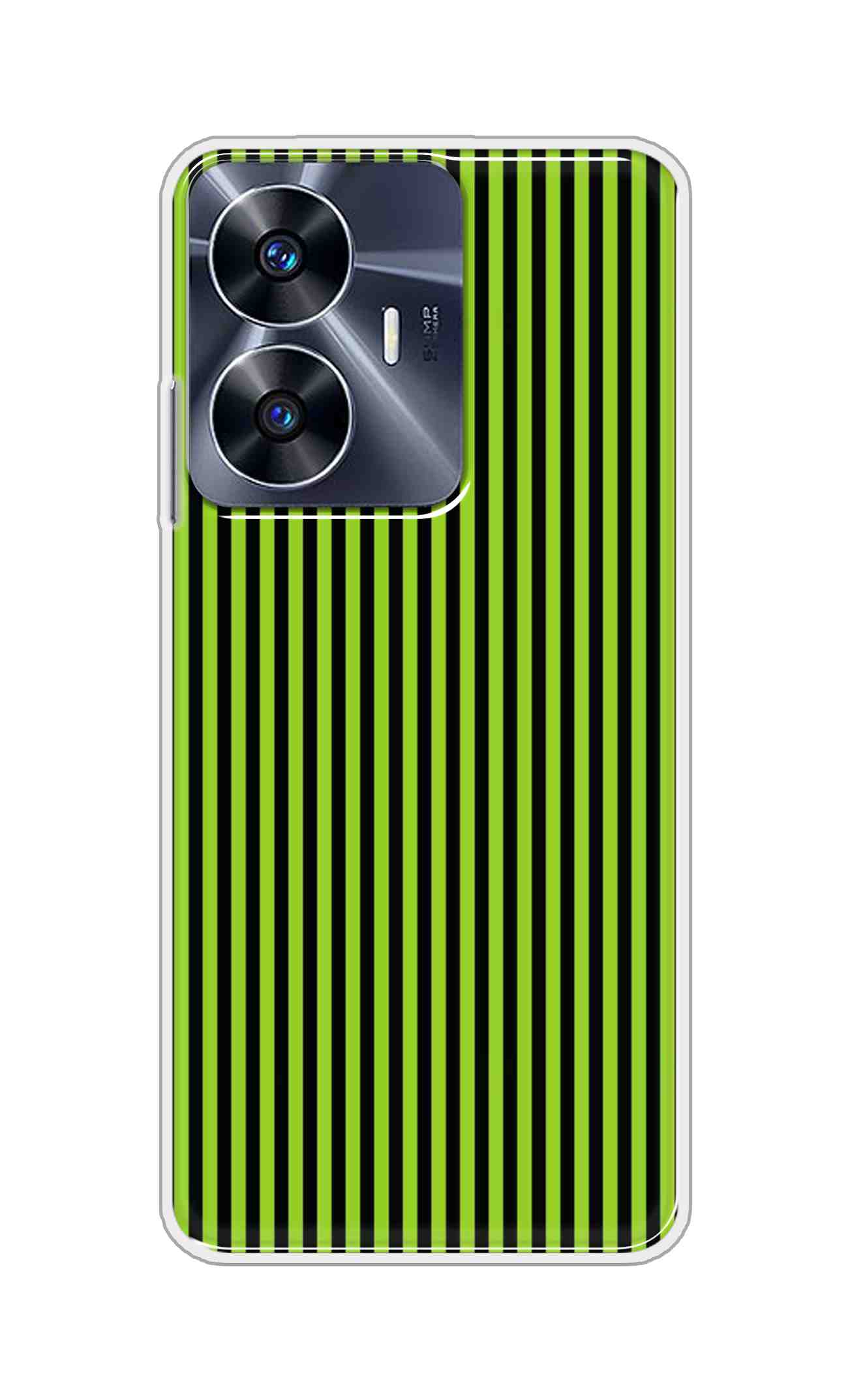 Coberta Back Cover For Realme C55 Back Cover Stylish Case - Green and Black Liner Design D16511