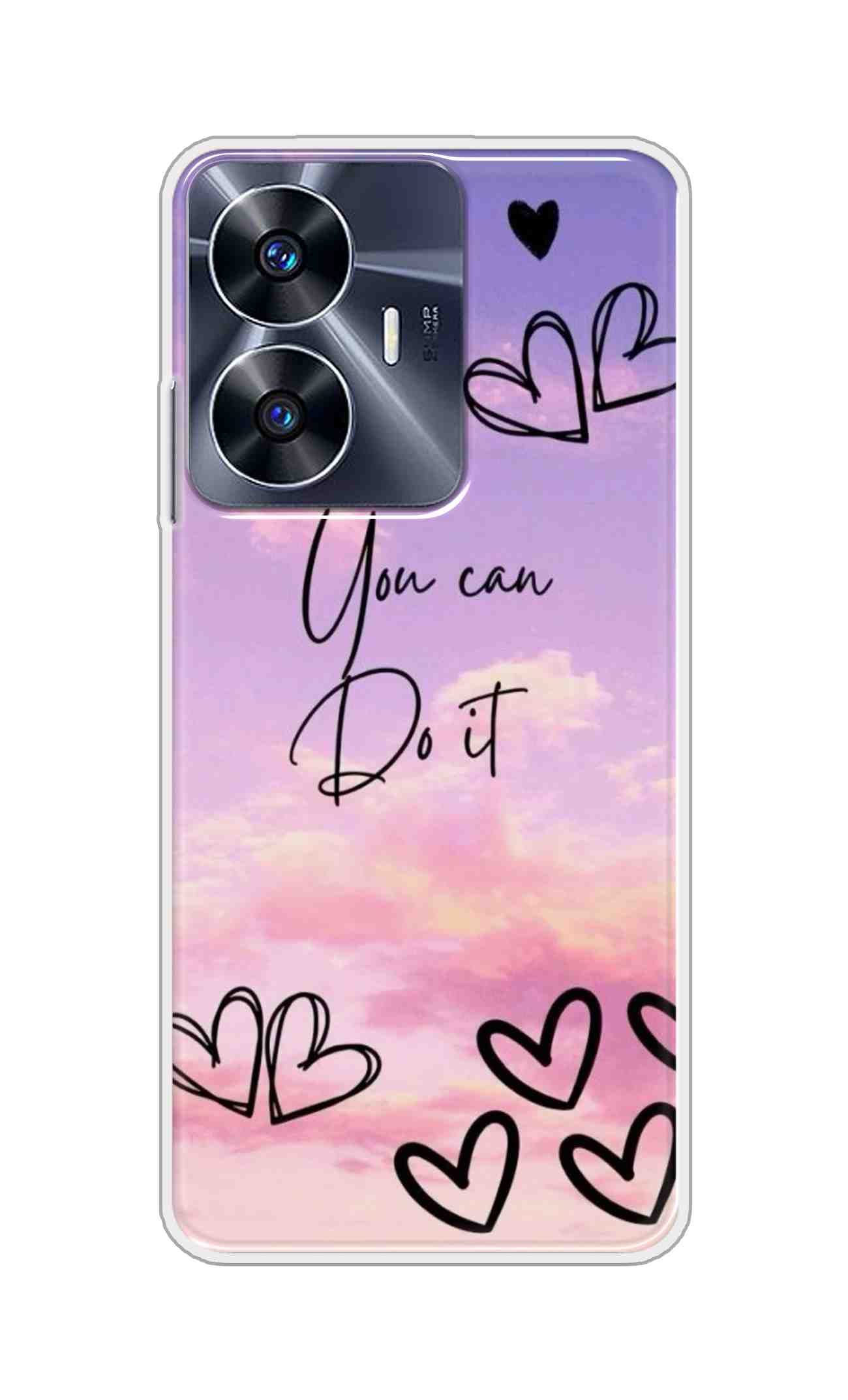 Coberta Back Cover For Realme C55 Back Cover Stylish Case - You Can Do It and Hearts Design D16539