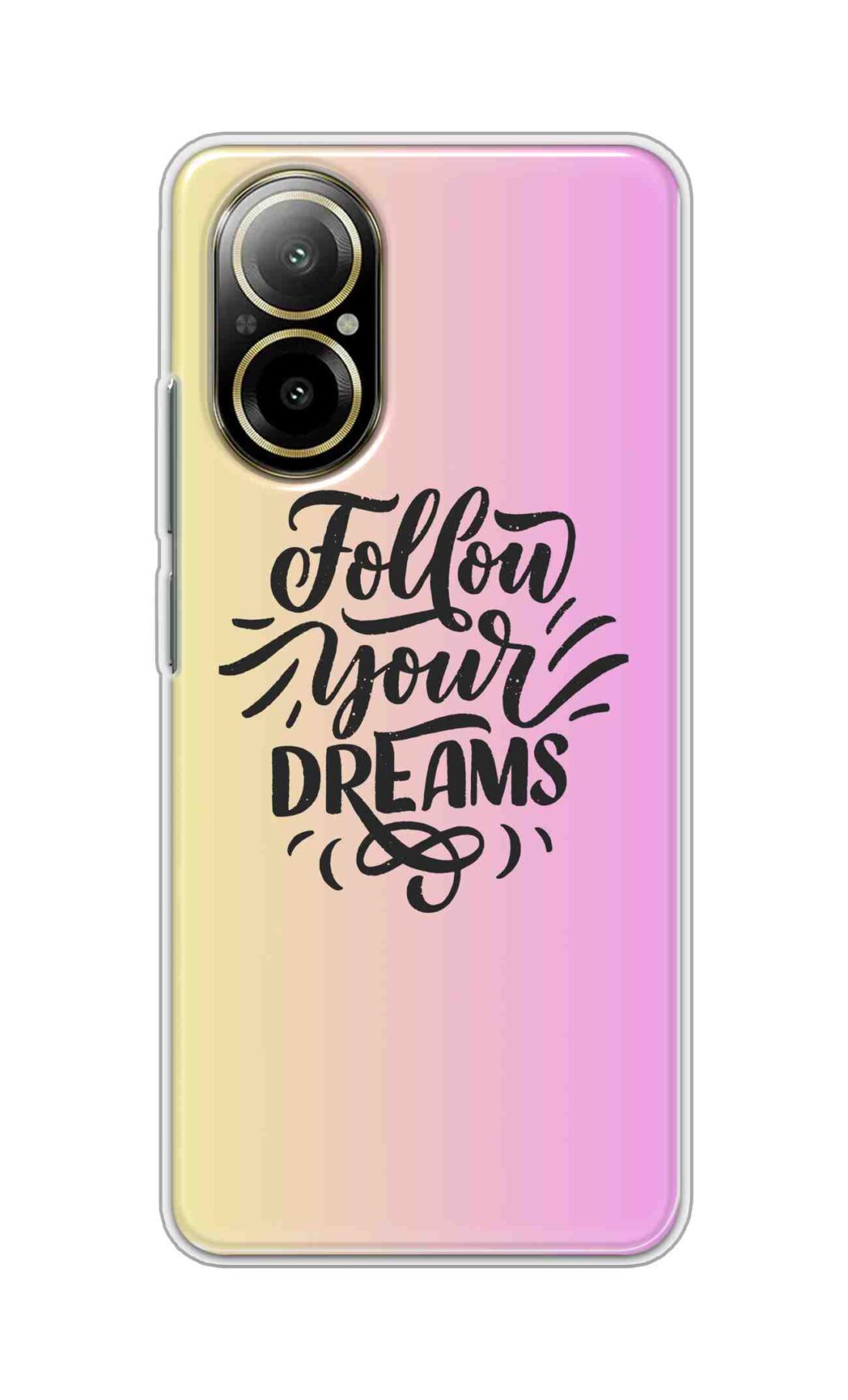Coberta Back Cover For Realme C67 4G Back Cover Stylish Case - Follow Your Dreams In Pink And Yellow Design D16499