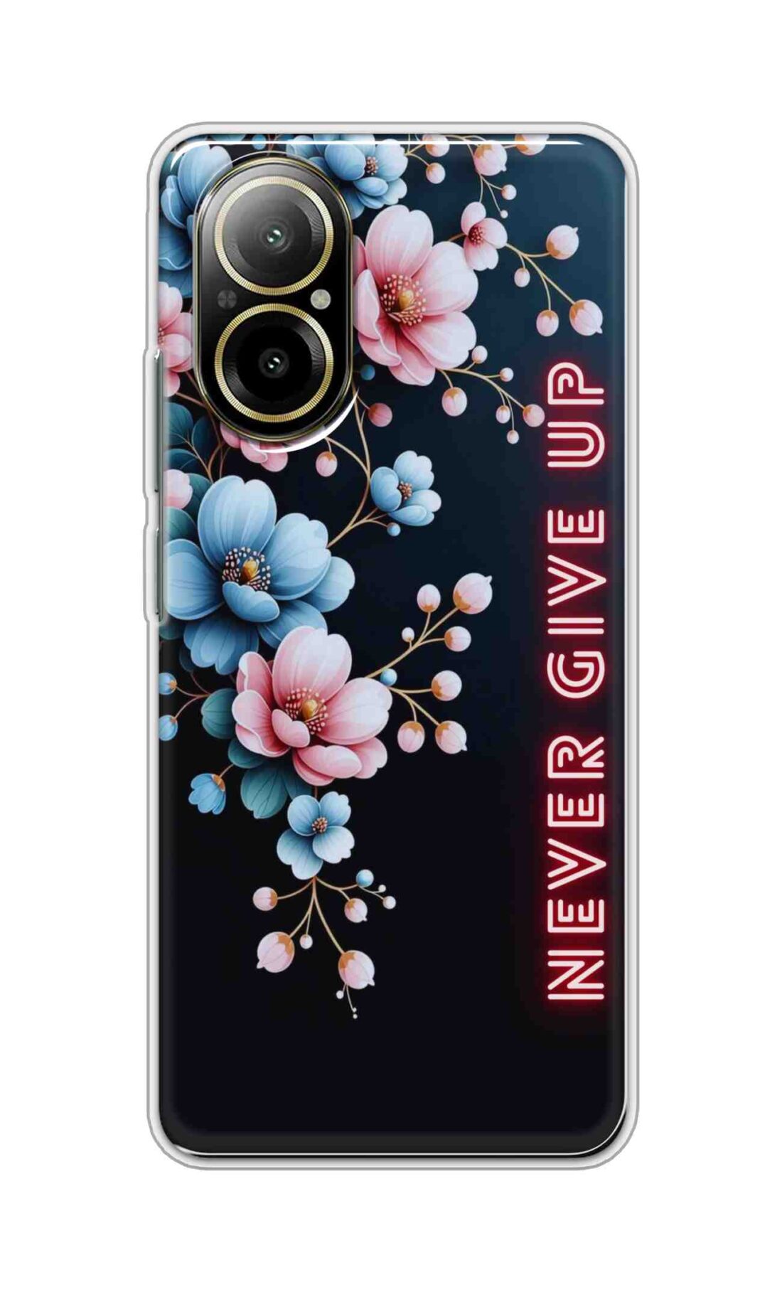 Coberta Back Cover For Realme C67 4G Back Cover Stylish Case - Never Give Up with Flowers Design D16500