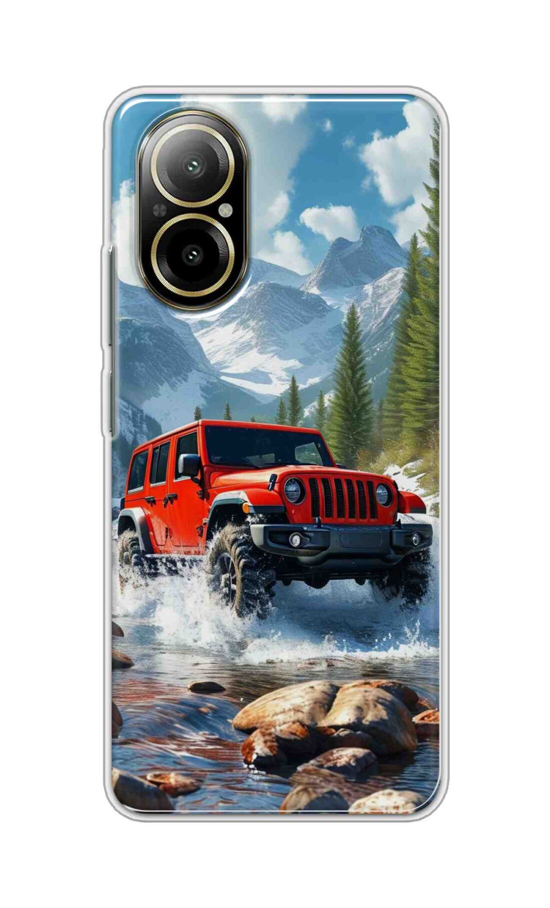 Coberta Back Cover For Realme C67 4G Back Cover Stylish Case - Red Car in Nature Design D16513
