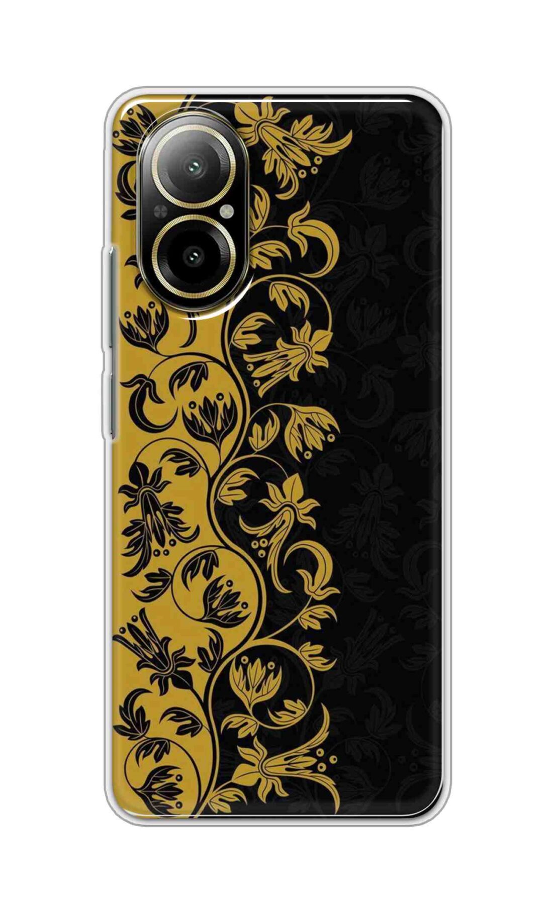Coberta Back Cover For Realme C67 4G Back Cover Stylish Case - Black and Yellow Leaves Design D16518