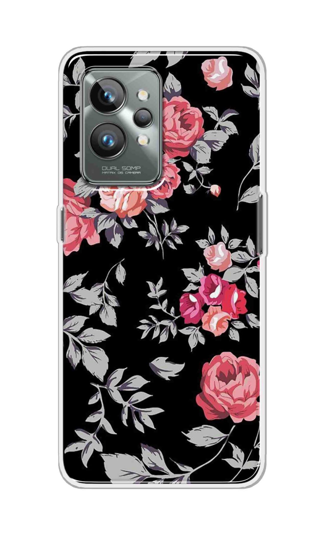 Coberta Back Cover For Realme GT 2 Pro Back Cover Stylish Case - Pink Flowers and Grey Leaves Design D11556