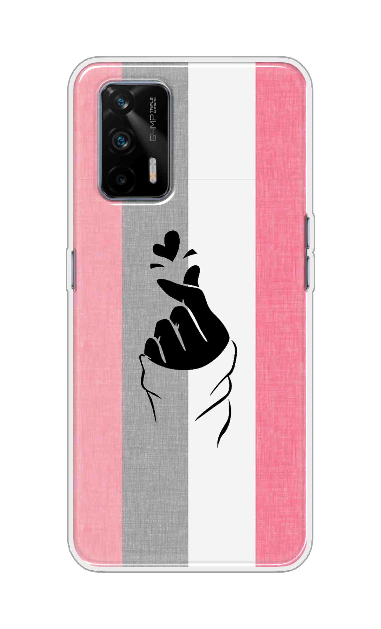 Coberta Back Cover For Realme GT 5G Back Cover Stylish Case - Pink and Grey Korean Heart Design D11894