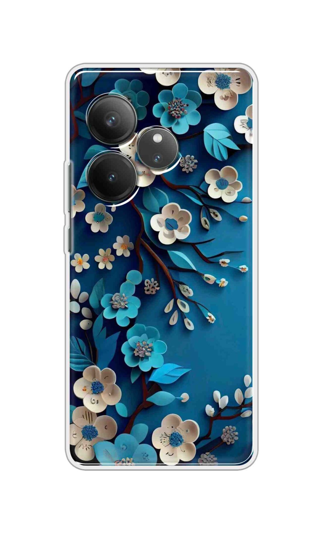 Coberta Back Cover For Realme GT6 Back Cover Stylish Case - Blue and White Flowers Design D16551
