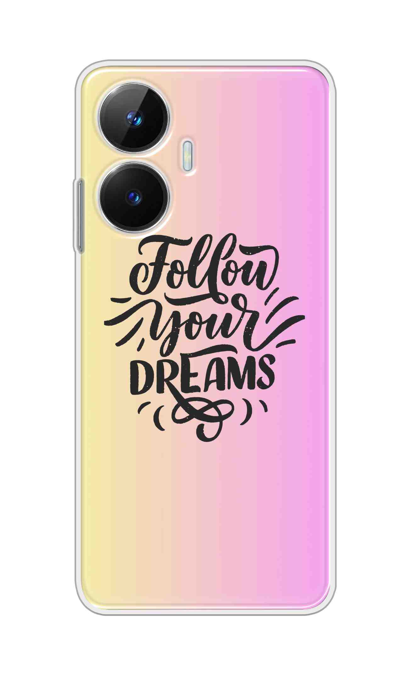Coberta Back Cover For Realme Narzo N55 Back Cover Stylish Case - Follow Your Dreams In Pink And Yellow Design D16499