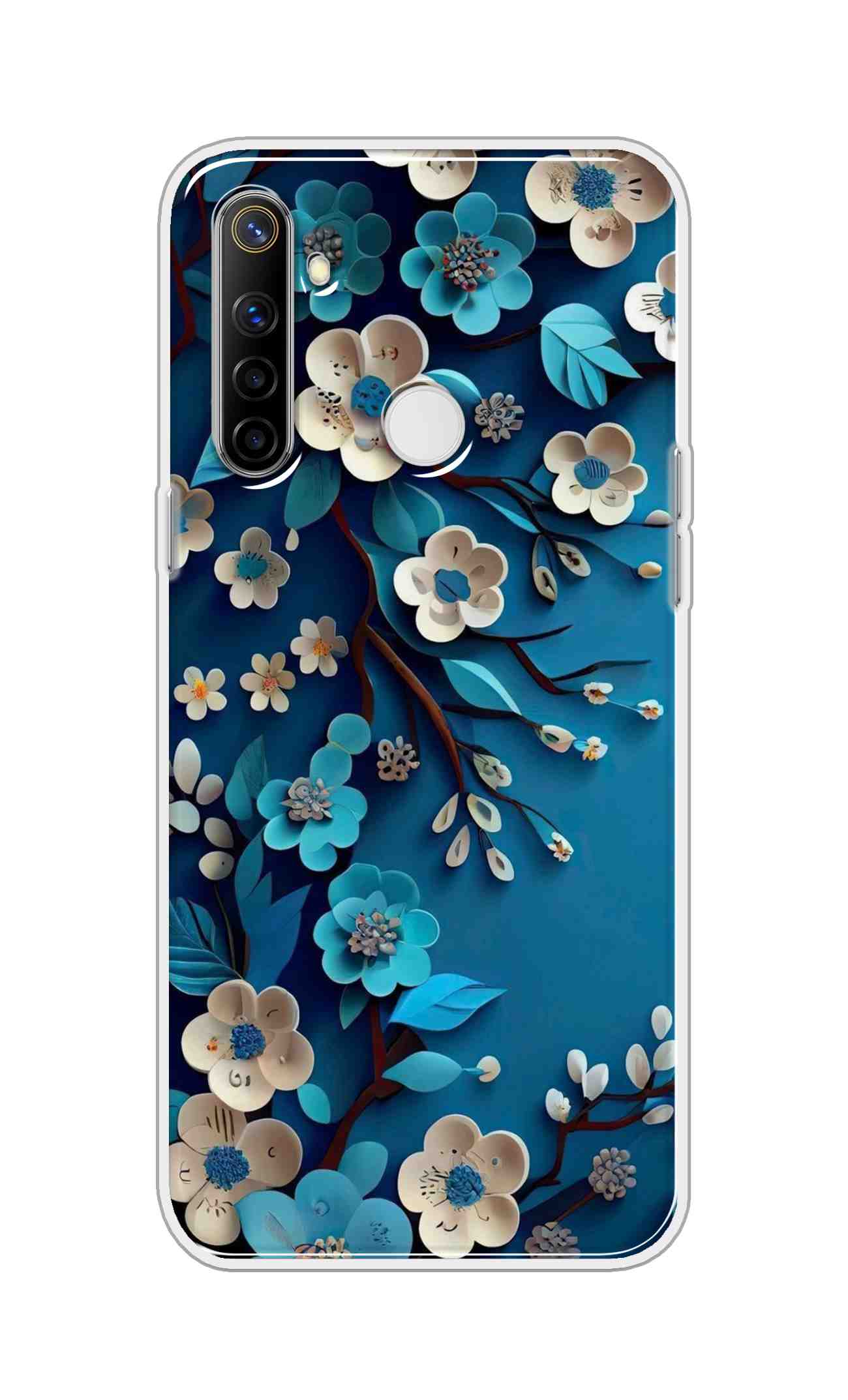 Coberta Back Cover For Realme Narzo 10 Back Cover Stylish Case - Blue and White Flowers Design D16551