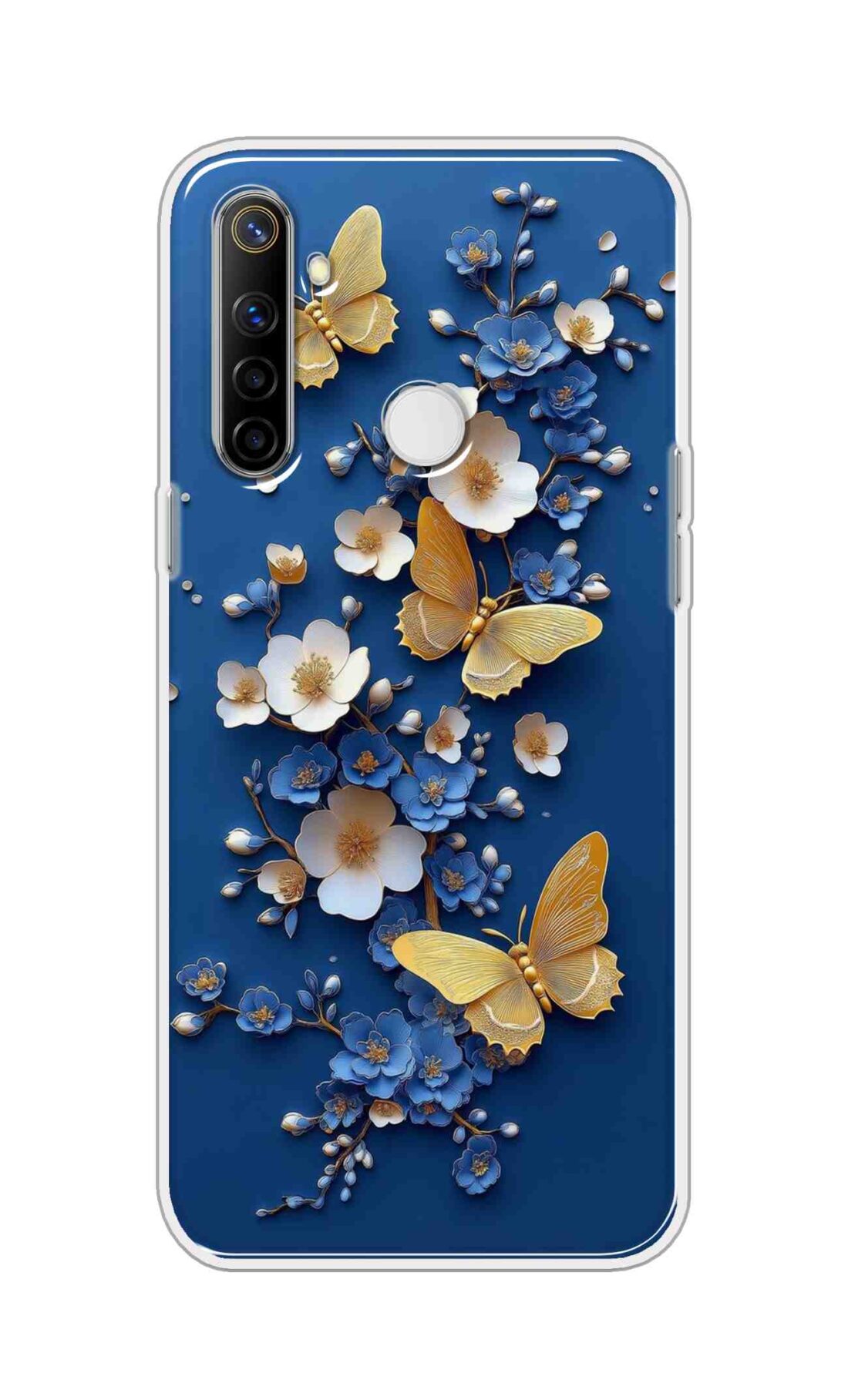 Coberta Back Cover For Realme Narzo 10 Back Cover Stylish Case - Butterflyes and Flowers in Blue Design D16580