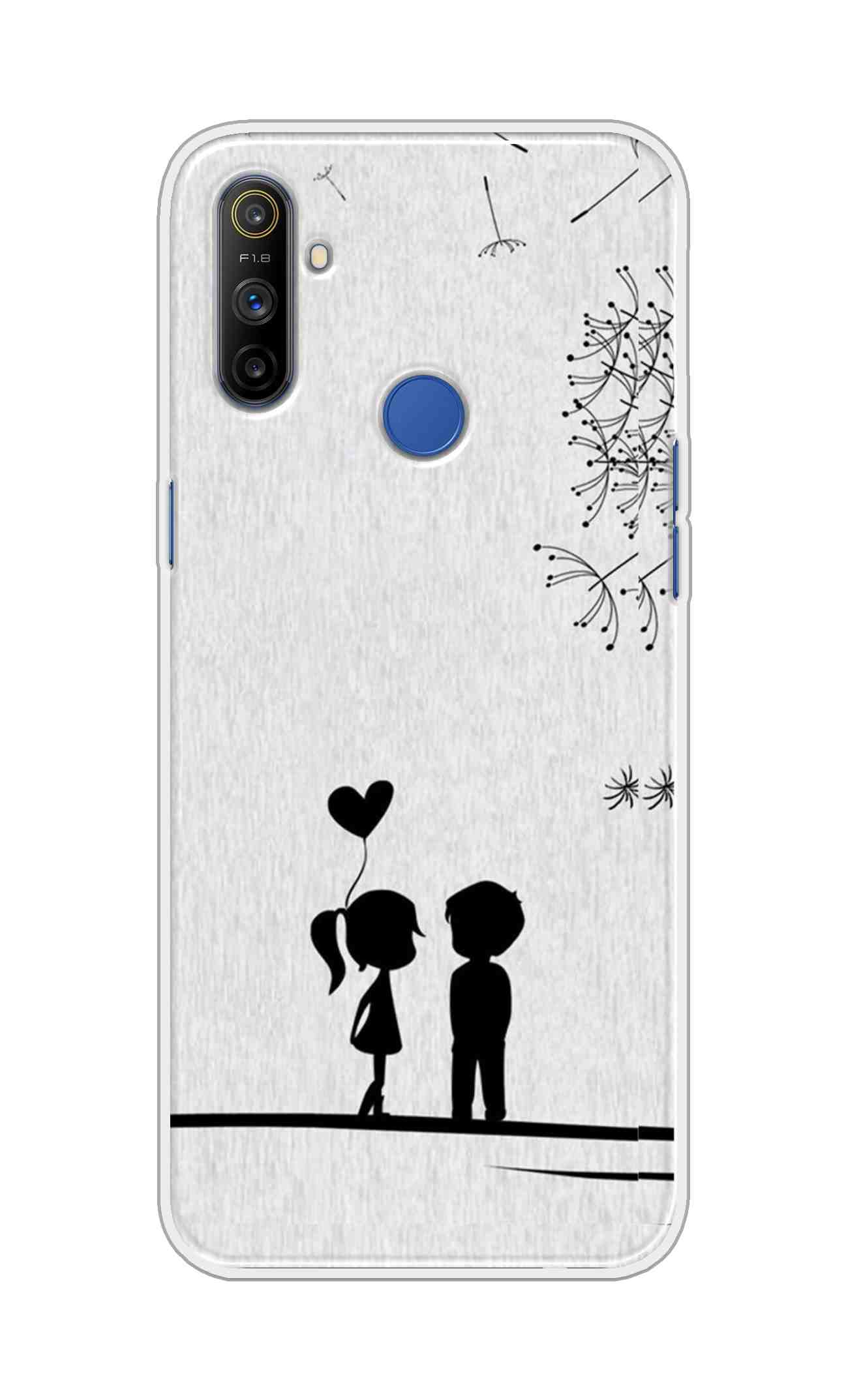 Coberta Back Cover For Realme Narzo 10A Back Cover Stylish Case - Girl and Boy Love in White Design D11018