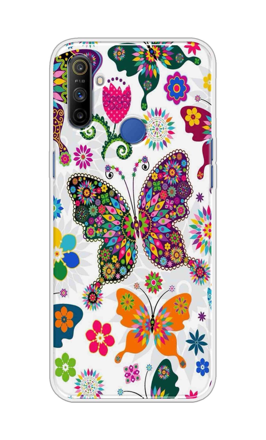 Coberta Back Cover For Realme Narzo 10A Back Cover Stylish Case - Colourful Butterflyes Design D11038