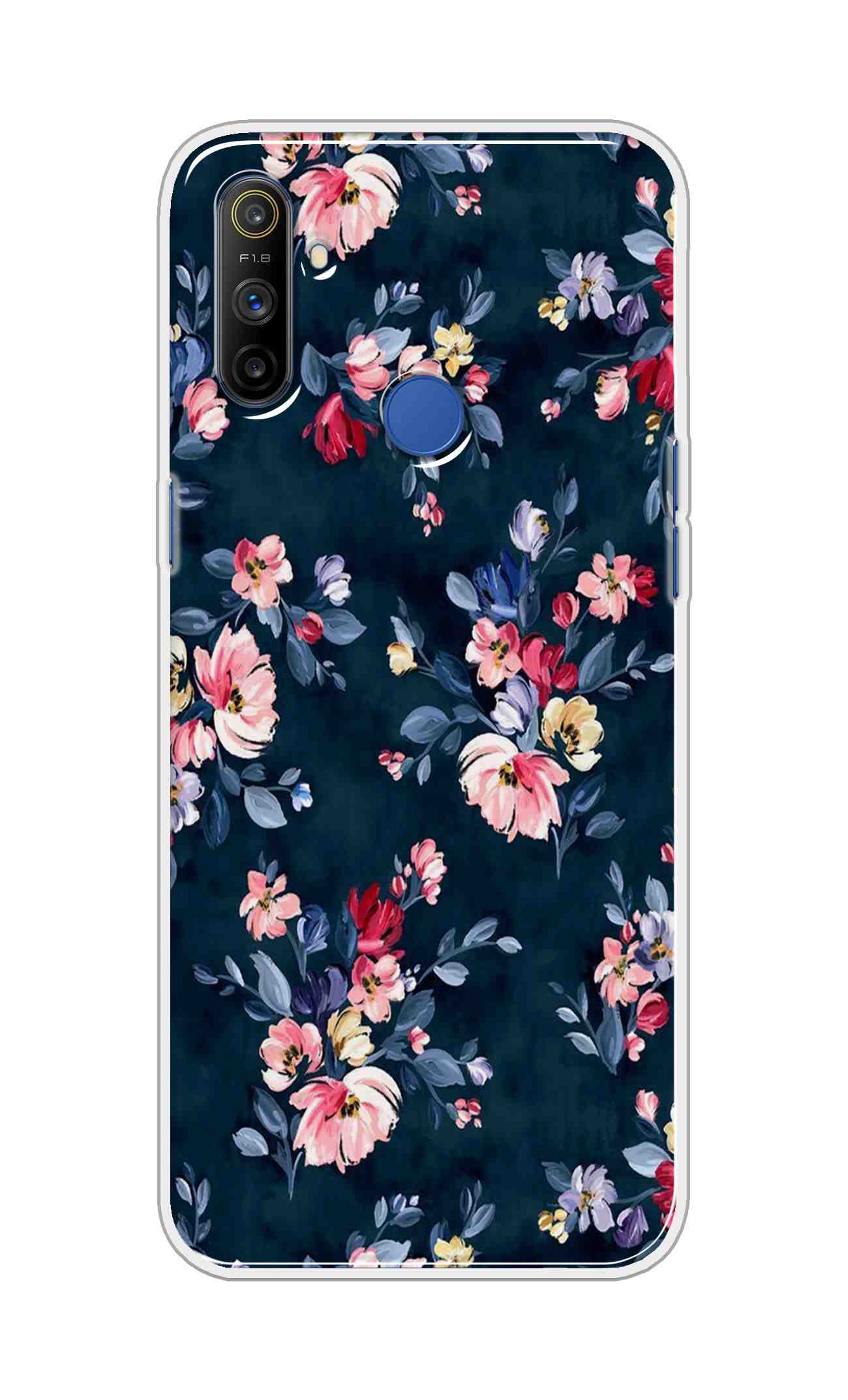 Coberta Back Cover For Realme Narzo 10A Back Cover Stylish Case - Blue Floral Design D11648