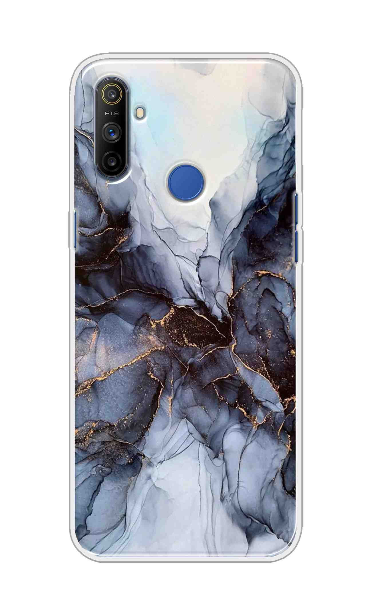 Coberta Back Cover For Realme Narzo 10A Back Cover Stylish Case - Light Blue Marble Design D16039