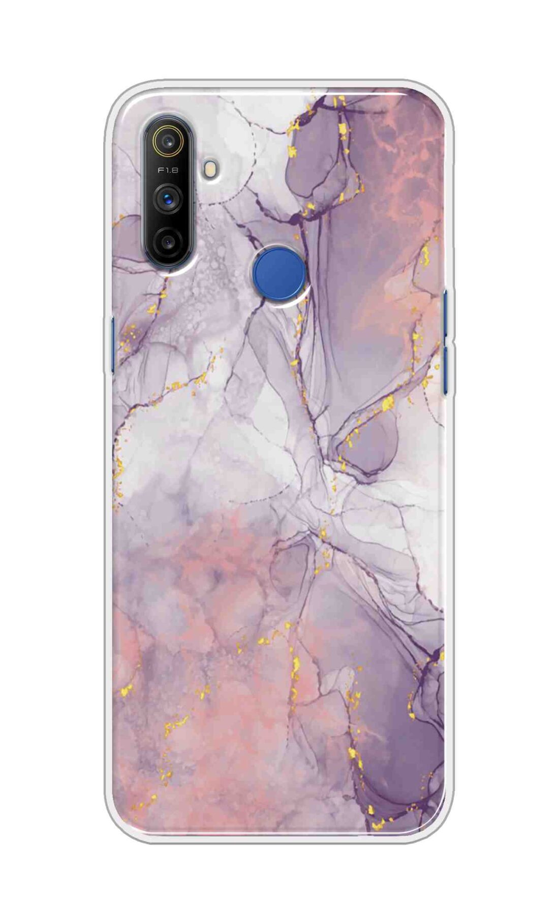 Coberta Back Cover For Realme Narzo 10A Back Cover Stylish Case - Light Marble with Golden Design D16162