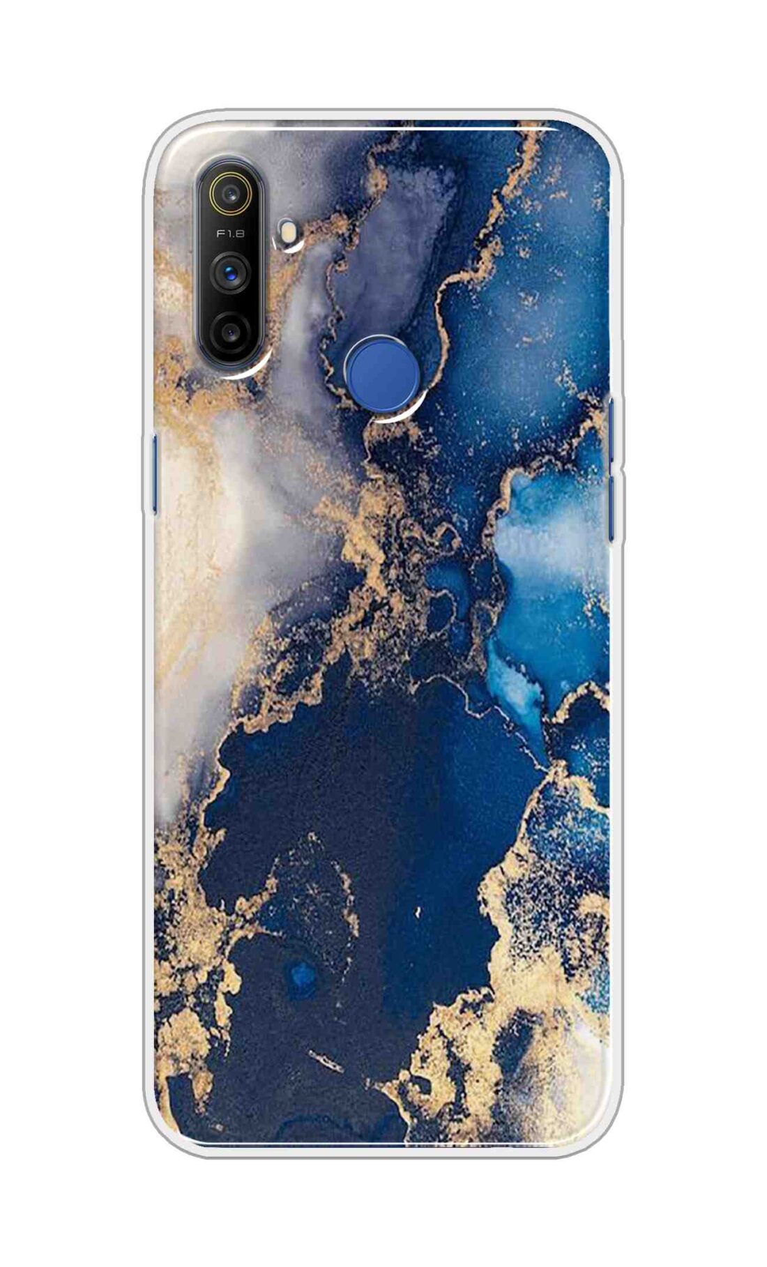 Coberta Back Cover For Realme Narzo 10A Back Cover Stylish Case - White and Dark Blue Marble Design D16177