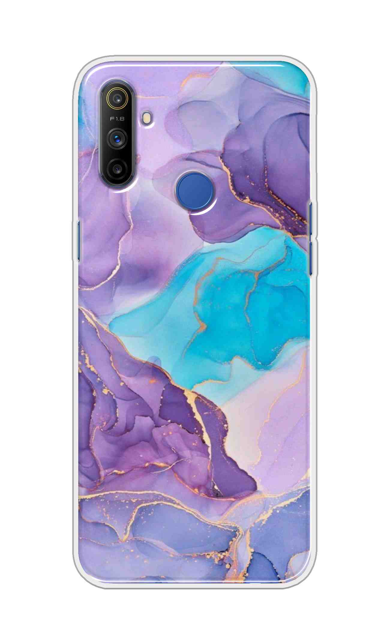 Coberta Back Cover For Realme Narzo 10A Back Cover Stylish Case - Purple and Blue Marble Design D16216