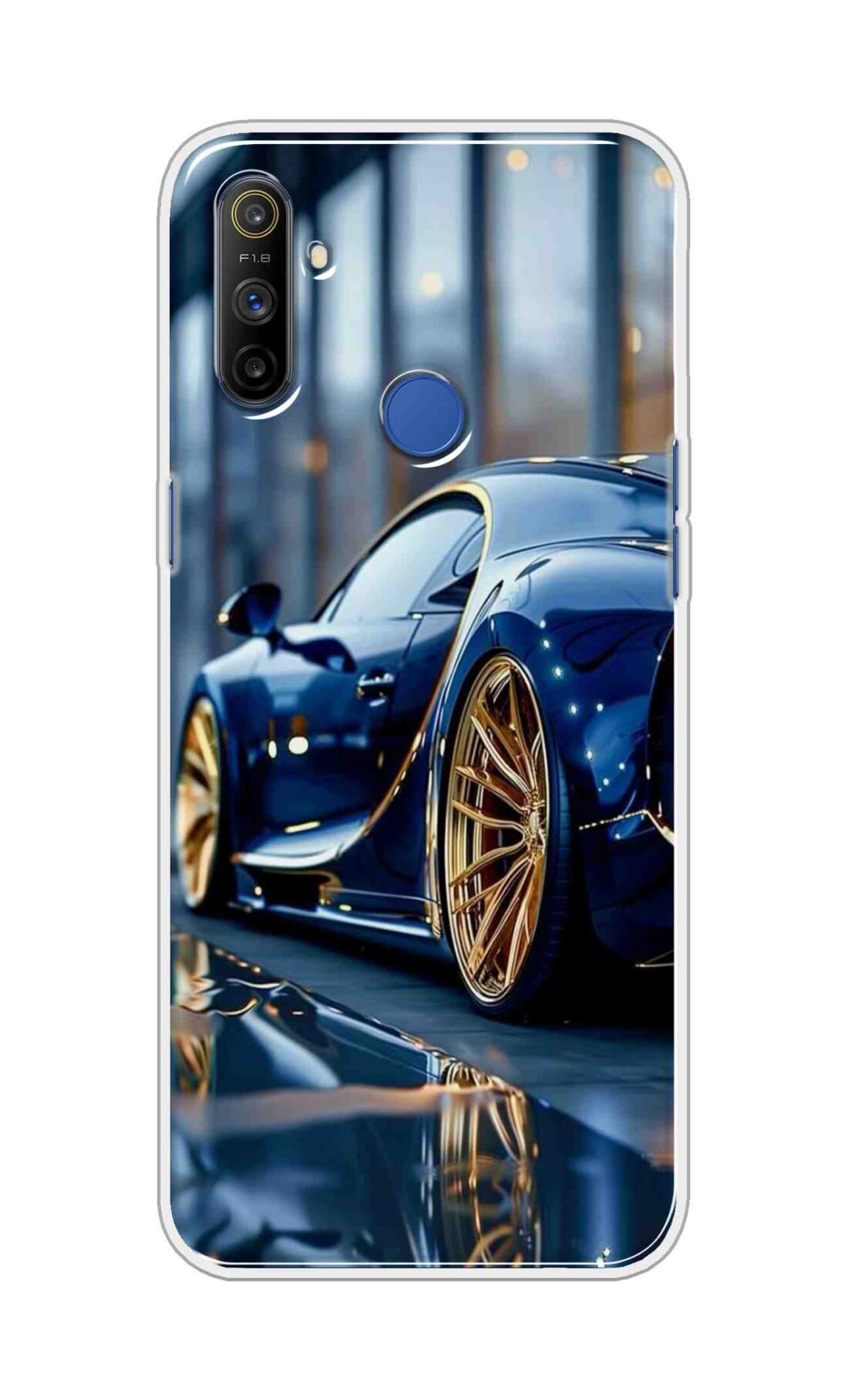 Coberta Back Cover For Realme Narzo 10A Back Cover Stylish Case - Black Car with Golden Tier Design D16477