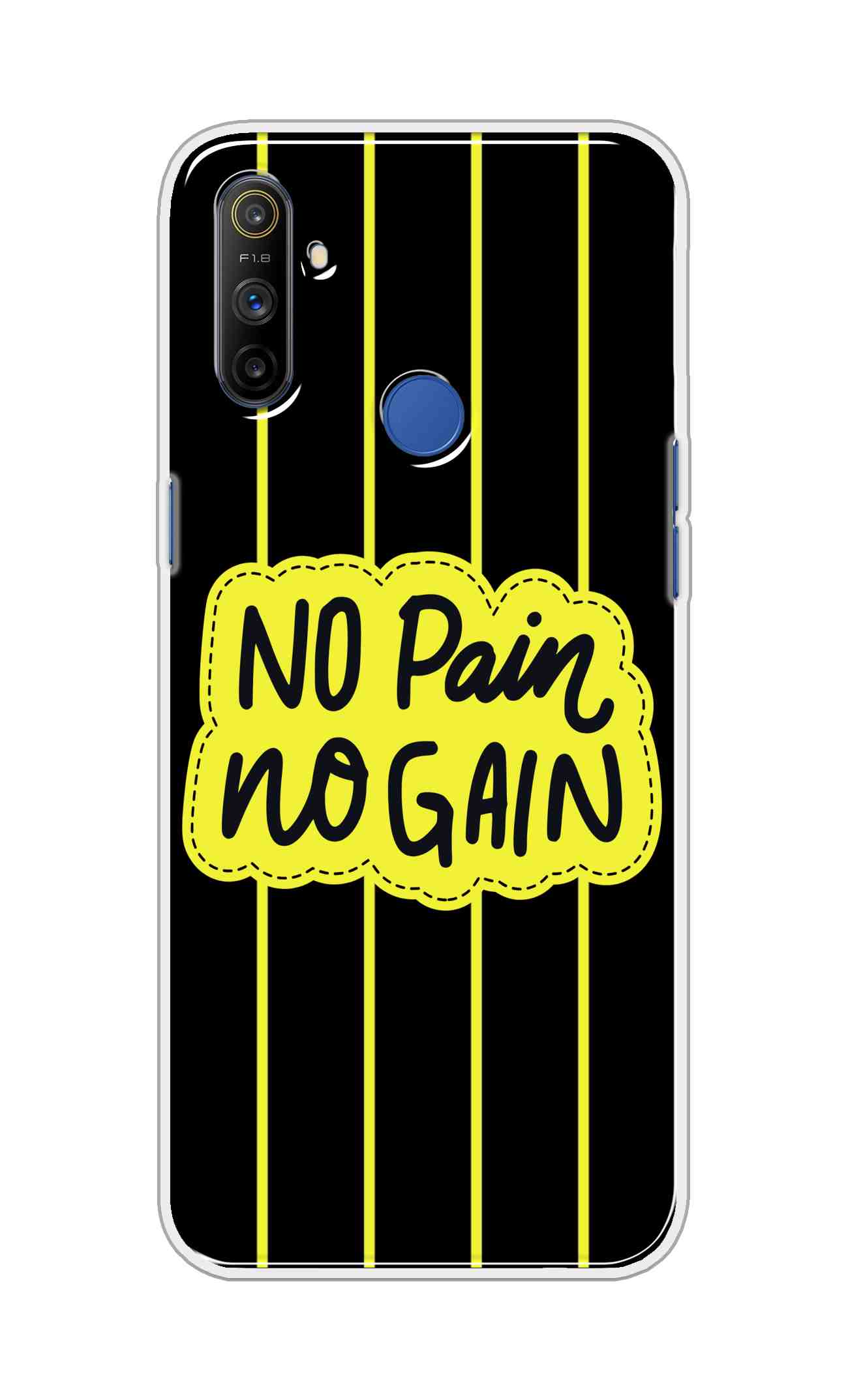 Coberta Back Cover For Realme Narzo 10A Back Cover Stylish Case - No Pain No Gain in Yellow Design D16508