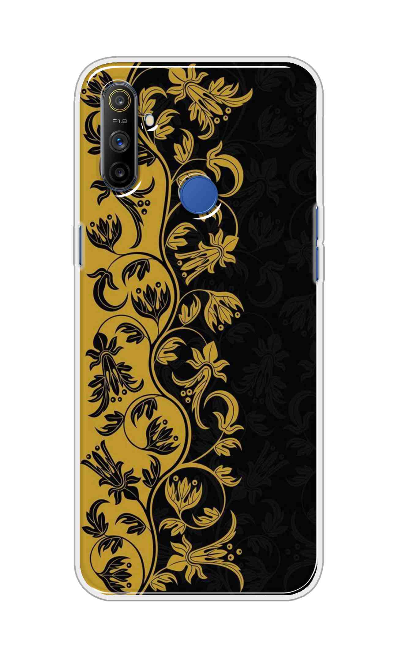 Coberta Back Cover For Realme Narzo 10A Back Cover Stylish Case - Black and Yellow Leaves Design D16518