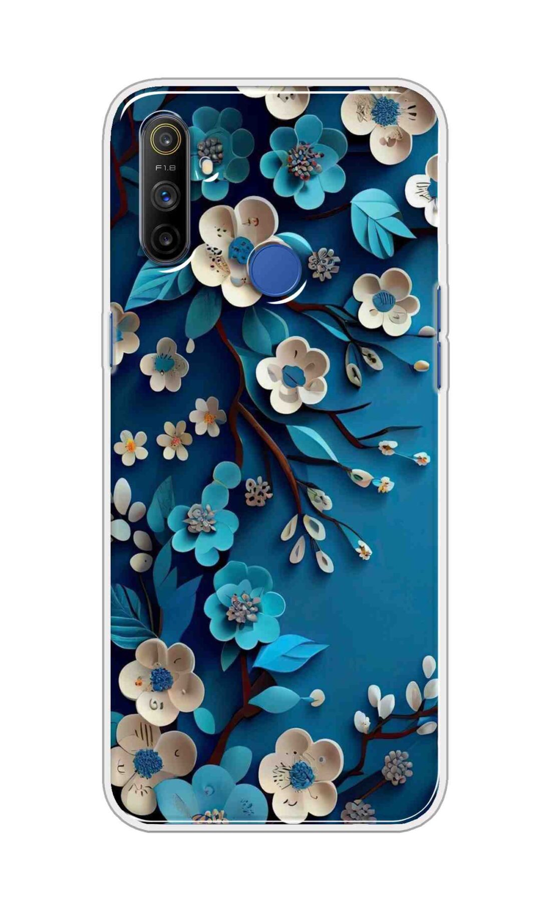 Coberta Back Cover For Realme Narzo 10A Back Cover Stylish Case - Blue and White Flowers Design D16551