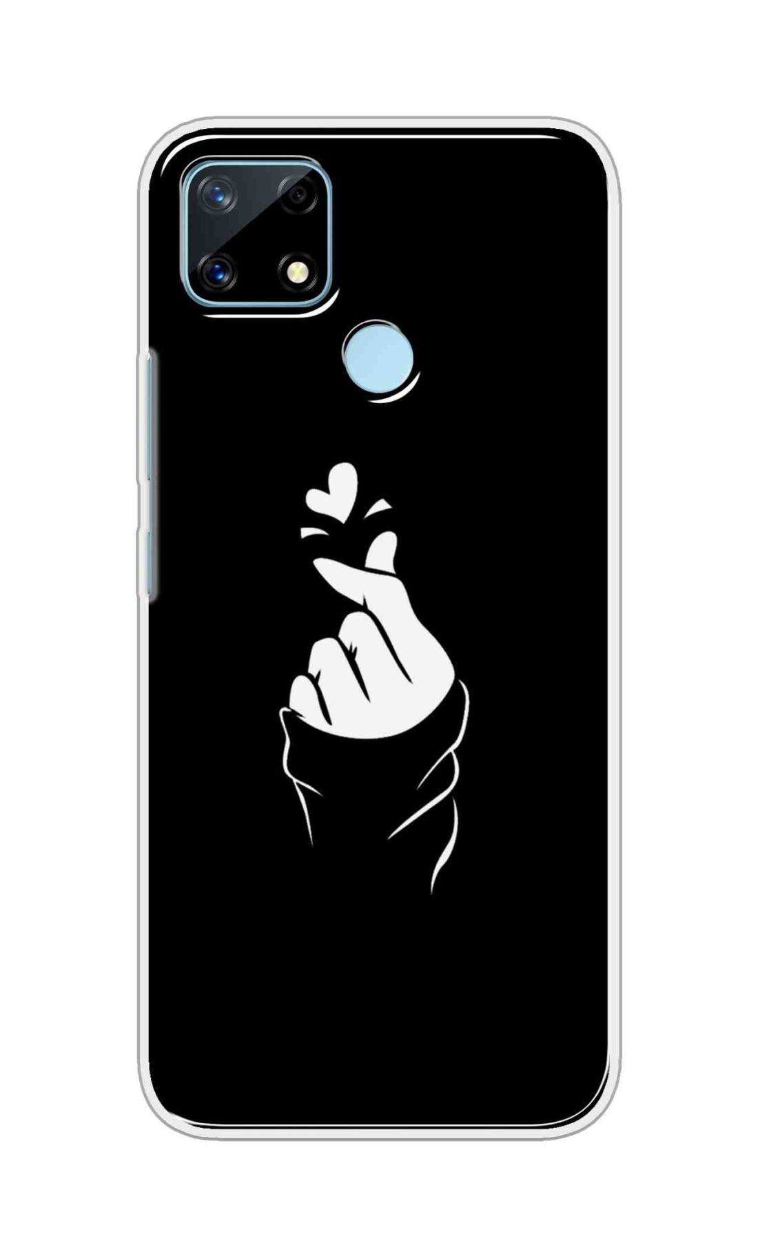 Coberta Back Cover For Realme Narzo 20 Back Cover Stylish Case - Black Korean Heart Design D11802