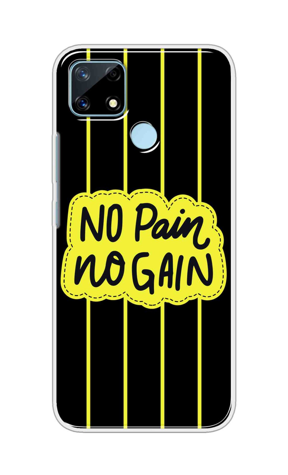 Coberta Back Cover For Realme Narzo 20 Back Cover Stylish Case - No Pain No Gain in Yellow Design D16508