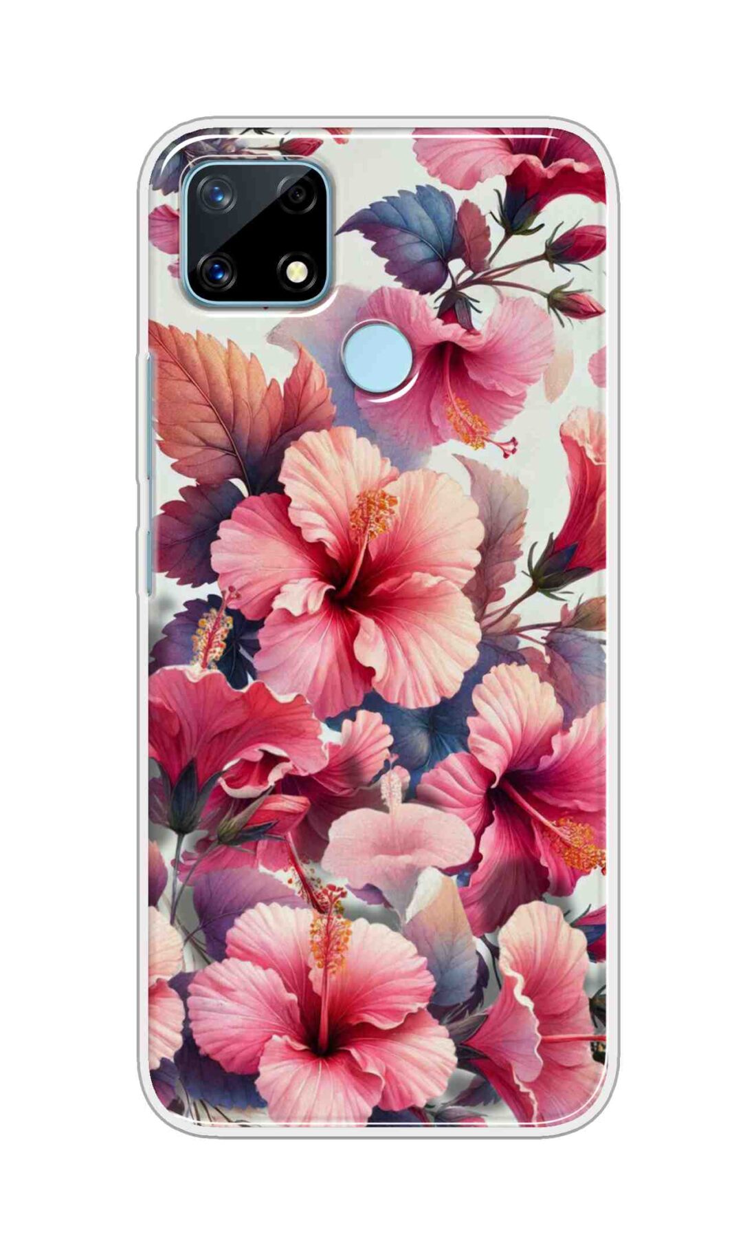 Coberta Back Cover For Realme Narzo 20 Back Cover Stylish Case - Pink Leaves and Flowers Design D16525