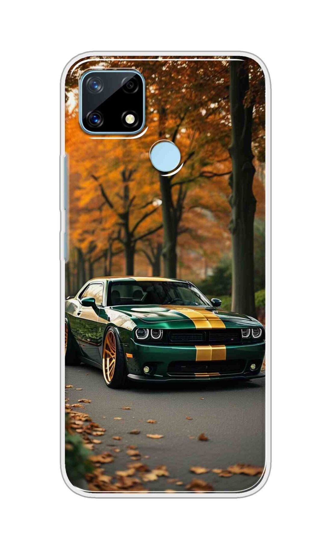 Coberta Back Cover For Realme Narzo 20 Back Cover Stylish Case - Golden Line in Green Design D16546