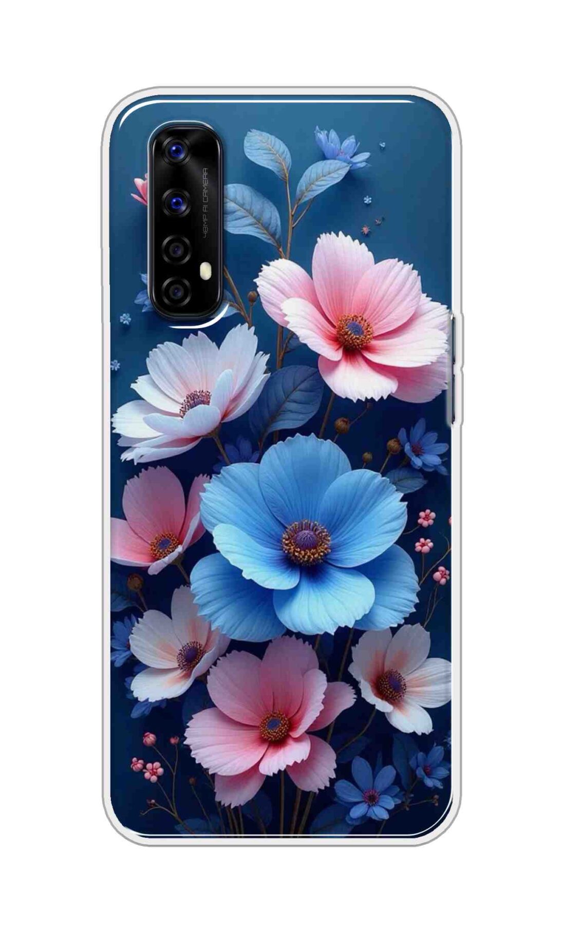 Coberta Back Cover For Realme Narzo 20 Pro Back Cover Stylish Case - Blue and Pink Flowers Design D16512