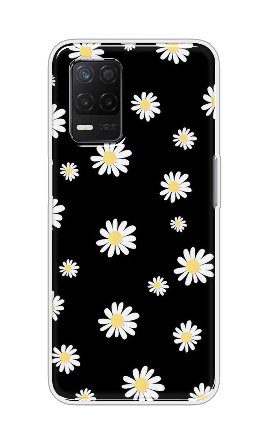 Coberta Back Cover For Realme Narzo 30 5G Back Cover Stylish Case - Sun Flowers in Black Design D11094