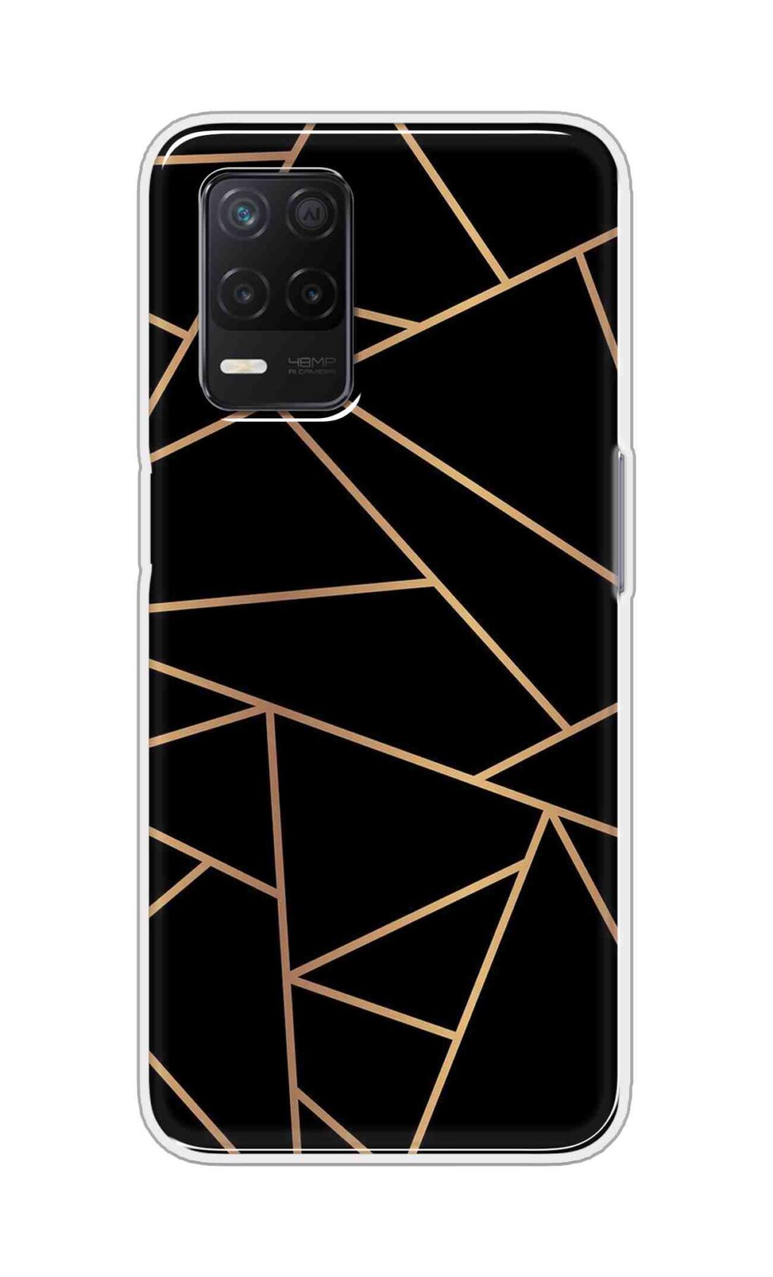 Coberta Back Cover For Realme Narzo 30 5G Back Cover Stylish Case - Golden Zig Zag Pattern in Black Design D16519