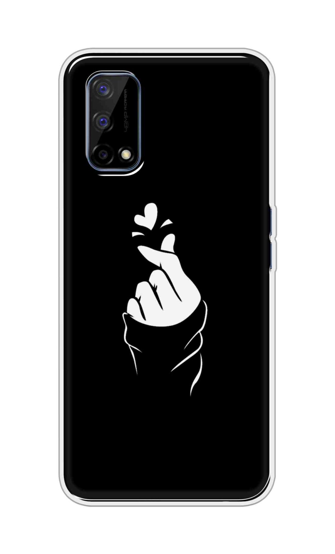 Coberta Back Cover For Realme Narzo 30 Pro Back Cover Stylish Case - Black Korean Heart Design D11802