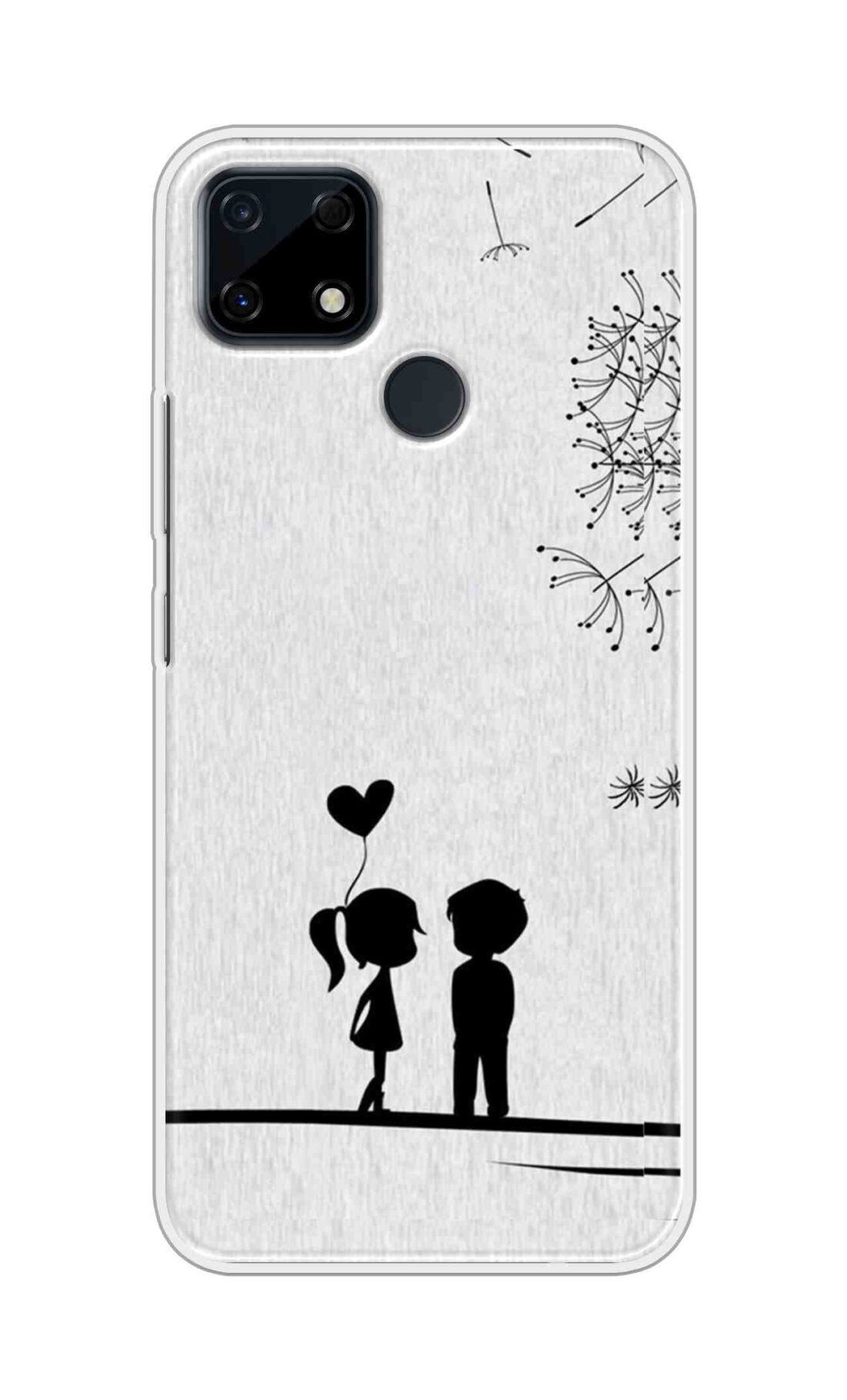 Coberta Back Cover For Realme Narzo 30A Back Cover Stylish Case - Girl and Boy Love in White Design D11018
