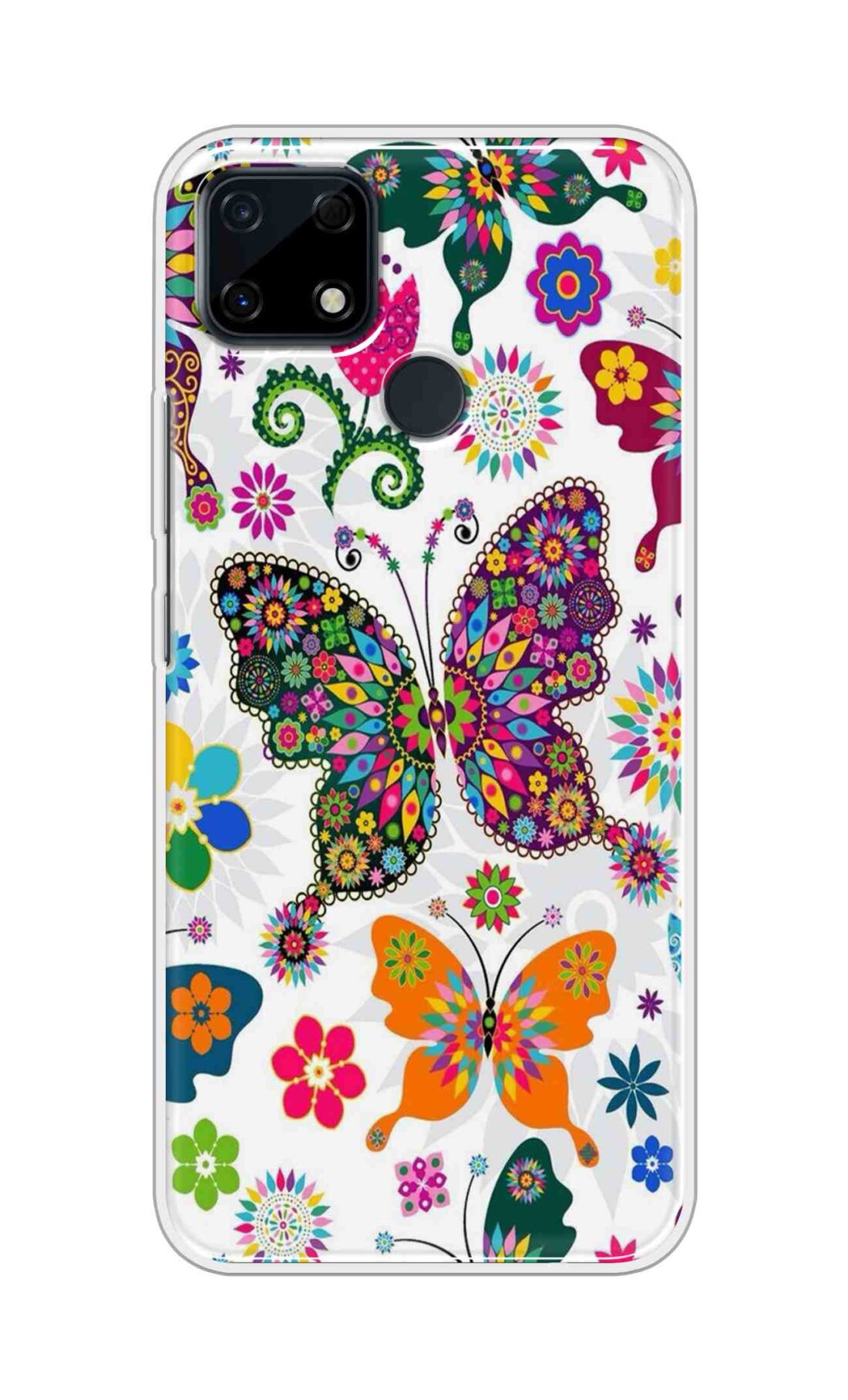 Coberta Back Cover For Realme Narzo 30A Back Cover Stylish Case - Colourful Butterflyes Design D11038