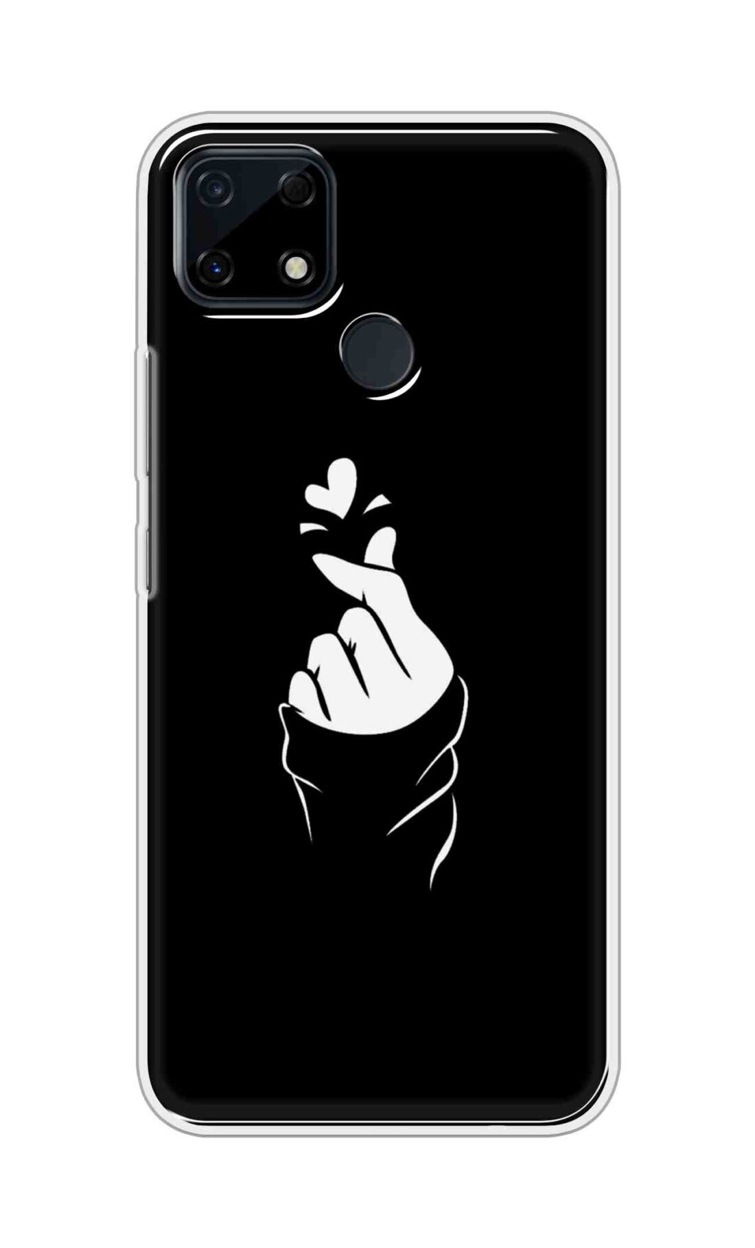 Coberta Back Cover For Realme Narzo 30A Back Cover Stylish Case - Black Korean Heart Design D11802