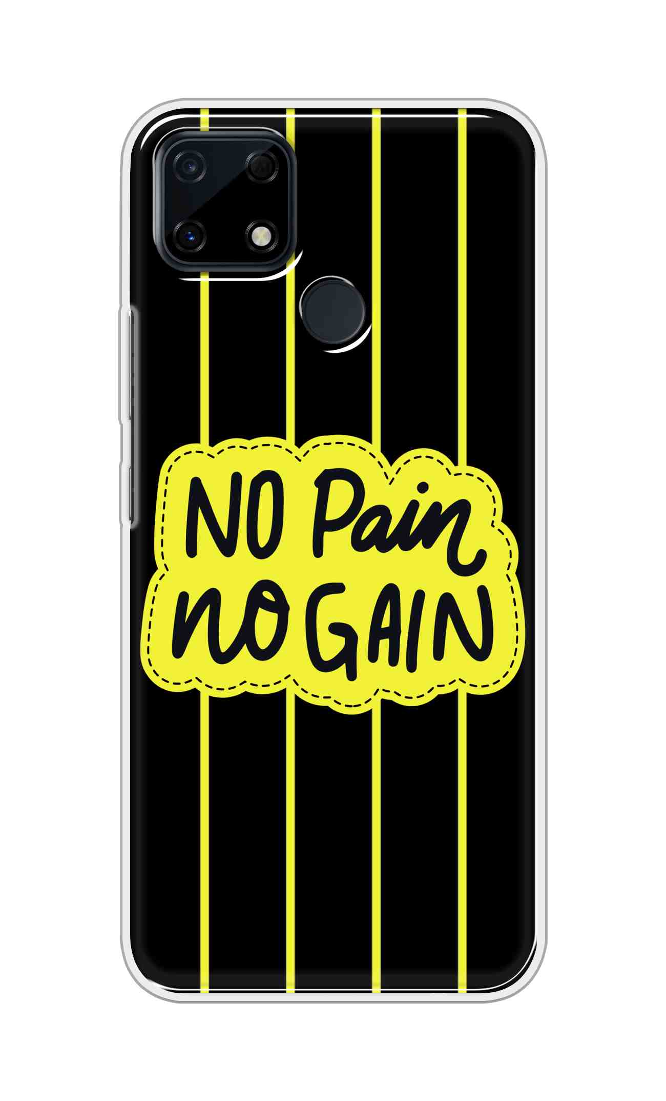 Coberta Back Cover For Realme Narzo 30A Back Cover Stylish Case - No Pain No Gain in Yellow Design D16508