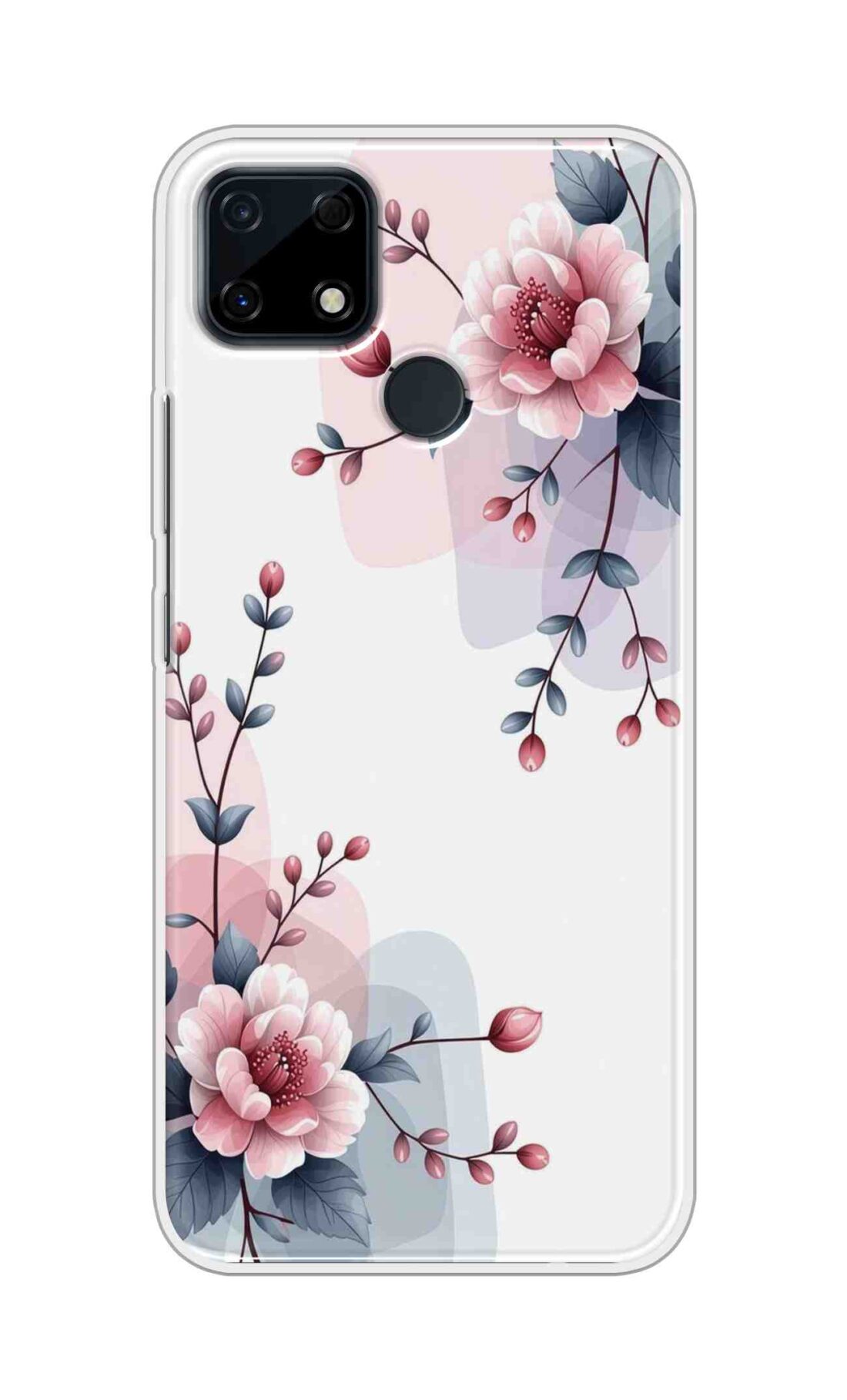 Coberta Back Cover For Realme Narzo 30A Back Cover Stylish Case - Pink Flowers and Leaves Design Design D16510