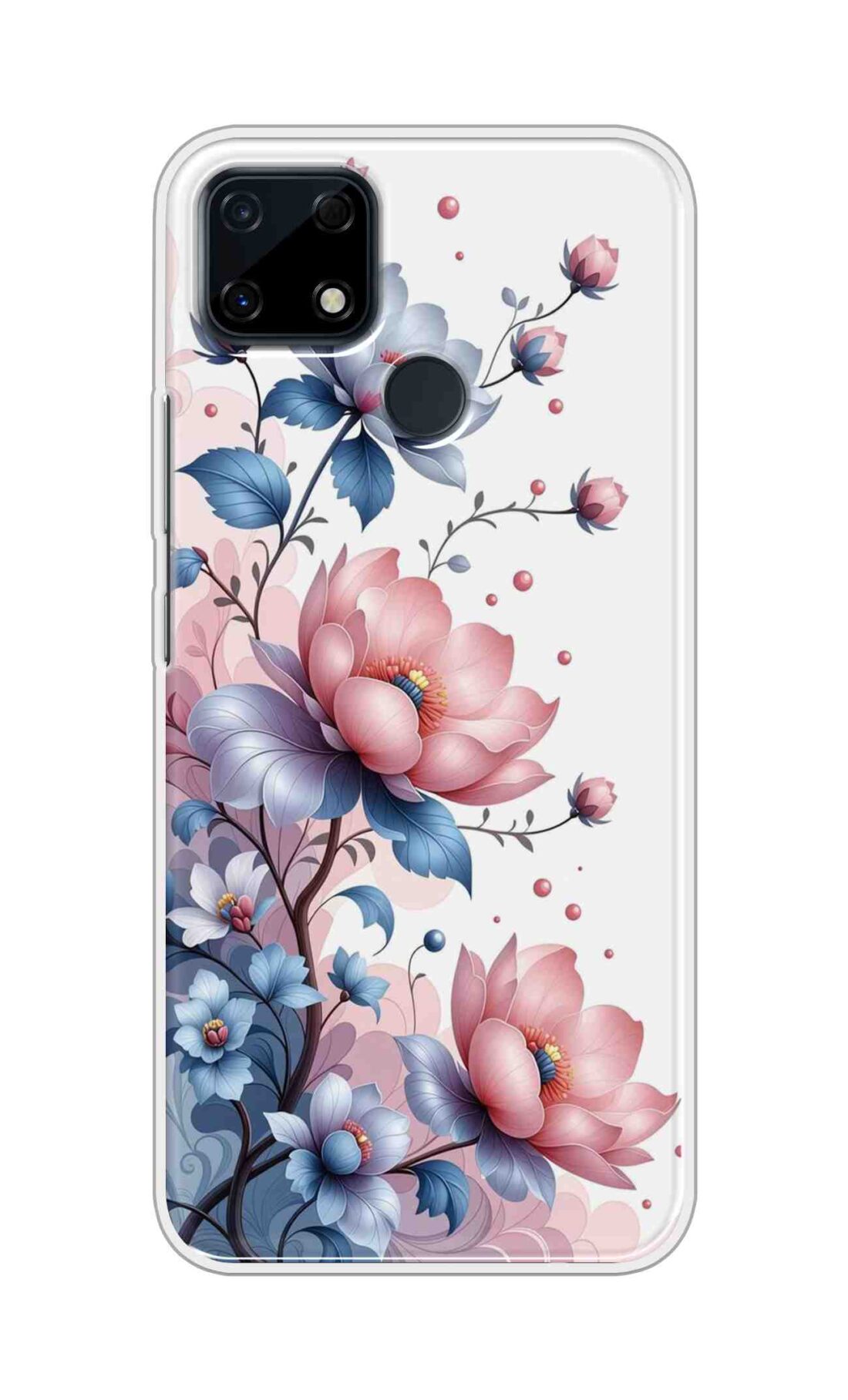 Coberta Back Cover For Realme Narzo 30A Back Cover Stylish Case - Asthetic Flowers in White Design D16607