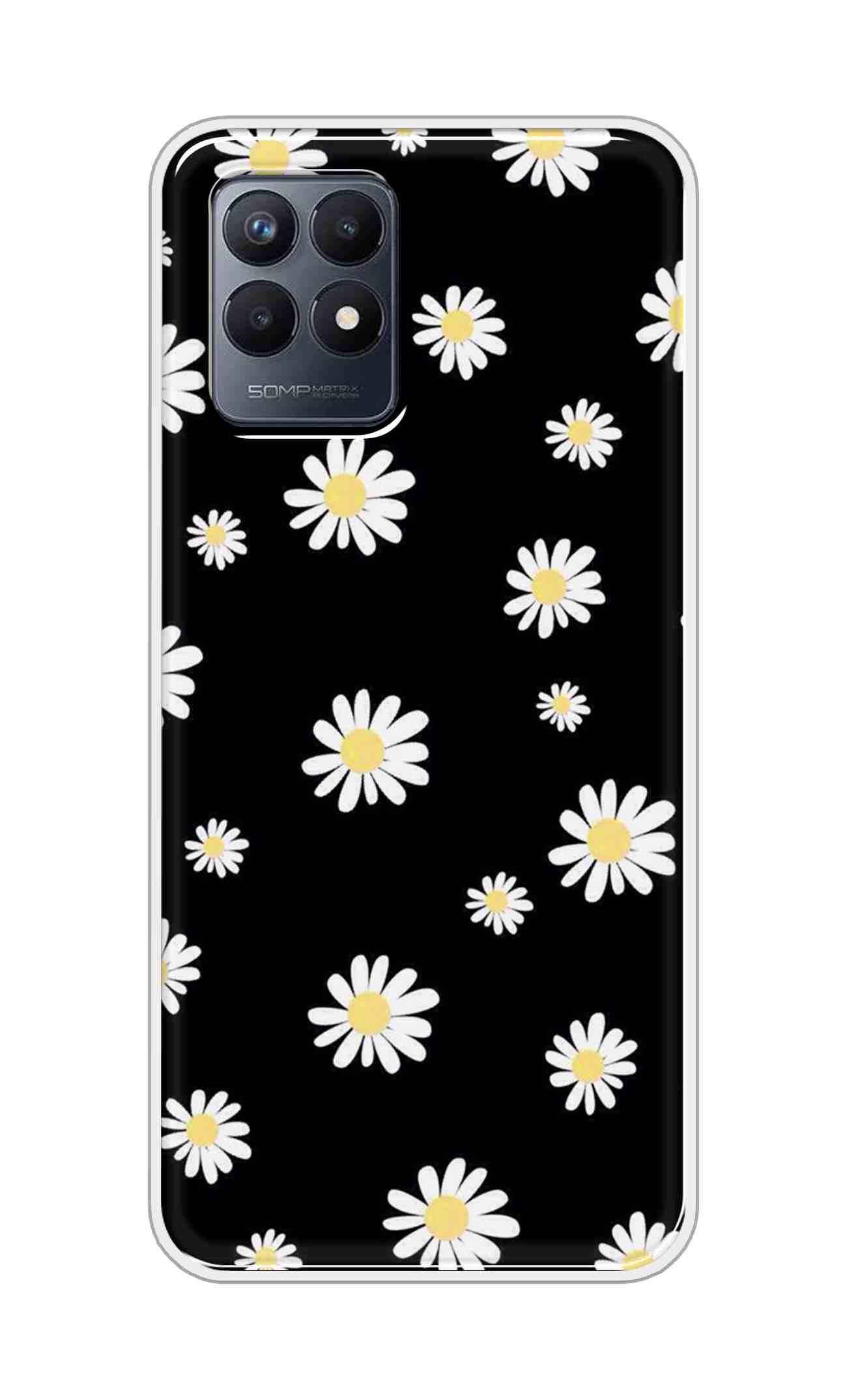 Coberta Back Cover For Realme Narzo 50 Back Cover Stylish Case - Sun Flowers in Black Design D11094